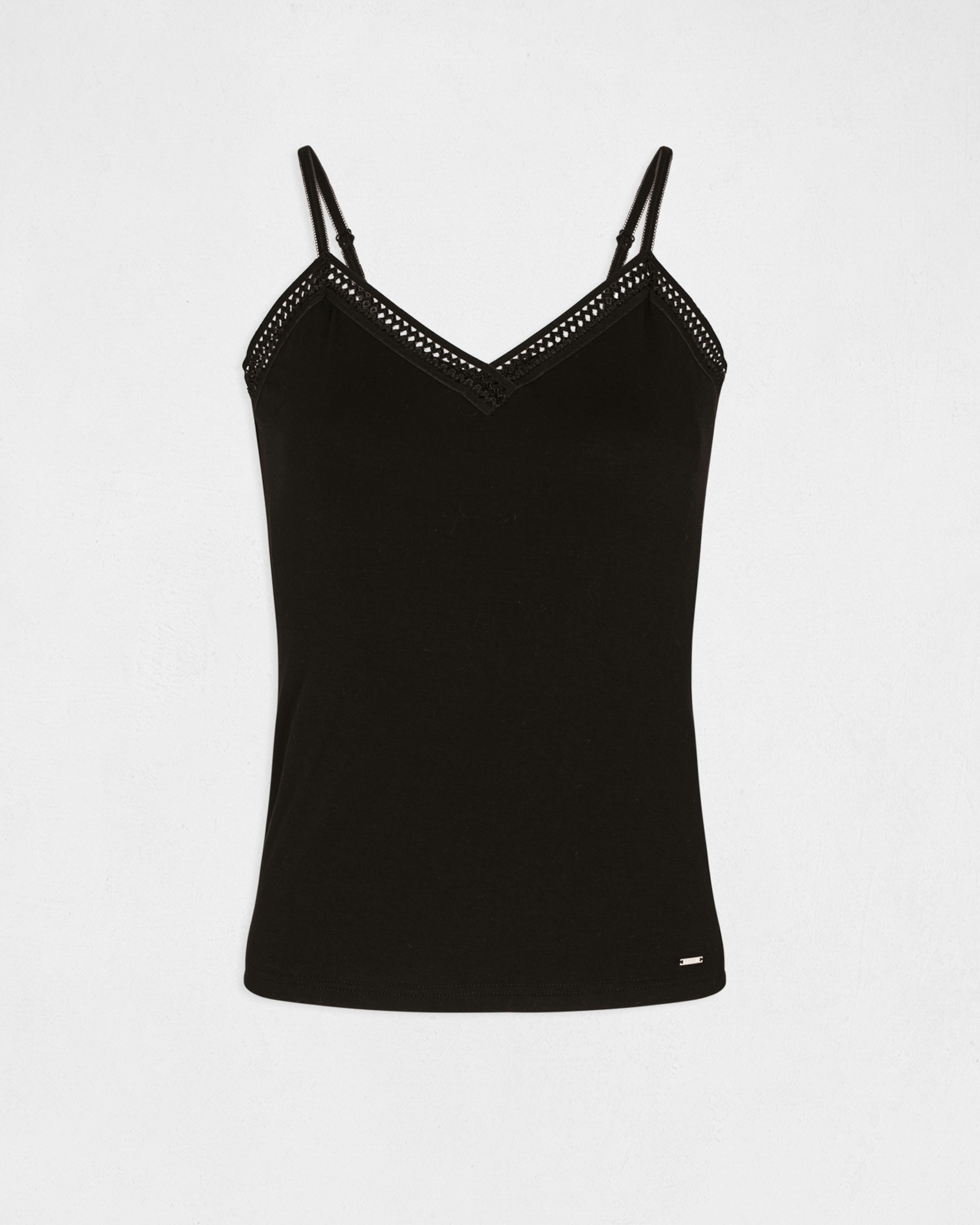 Top de Alças Finas com Bandas de Renda Preto-2