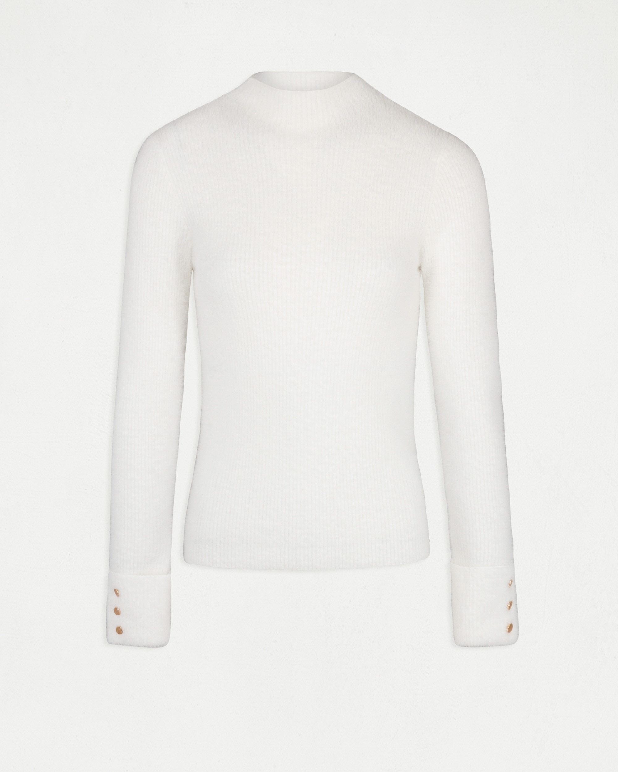 Camisola de Malha Aveludada com Botões nos Punhos Cru-3