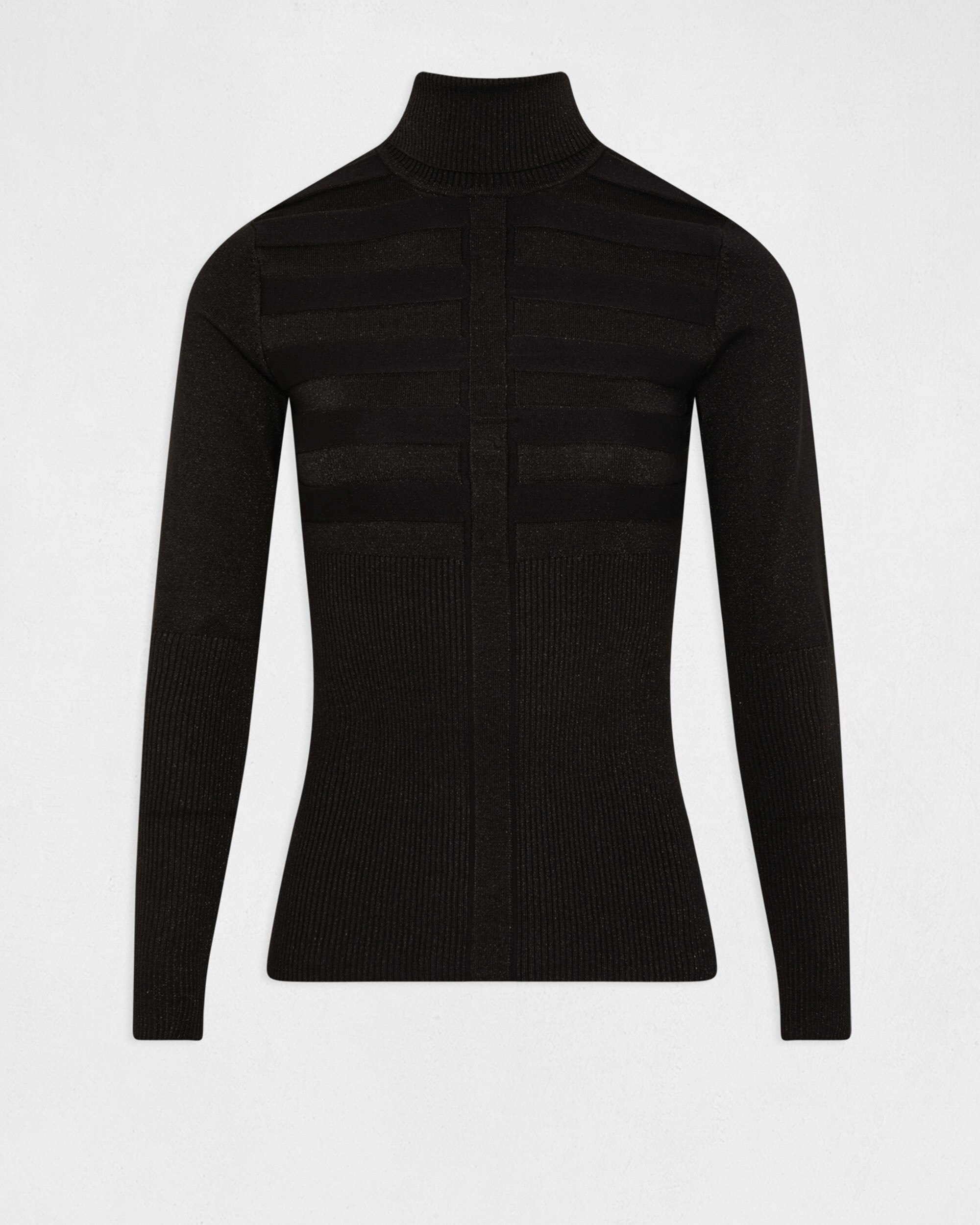 Camisola de Manga Comprida com Gola de Tartaruga Preto-3