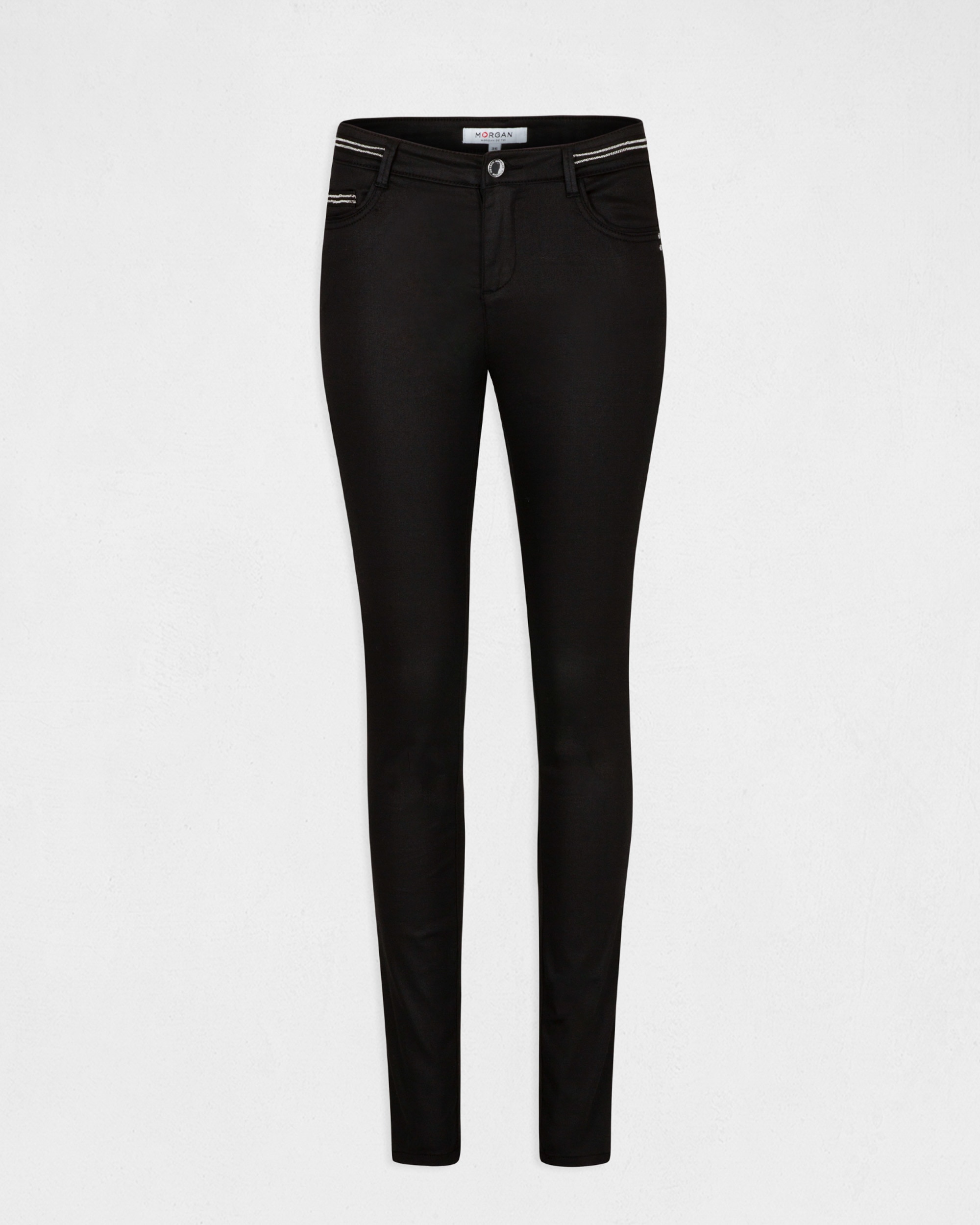 Calças Skinny Slim Efeito Molhado Preto-4