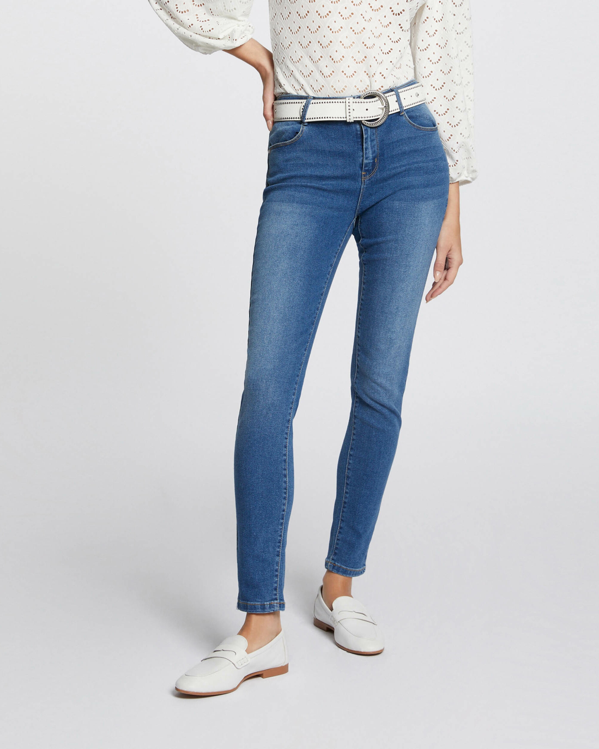 Jeans Slim Tamanho Estándar Azul denim-2