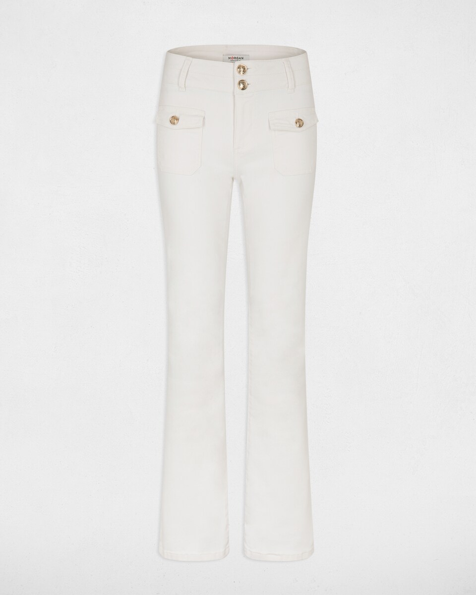 Jeans com Corte a Direito Boot-cut com Bolsos de Aba Cru-4