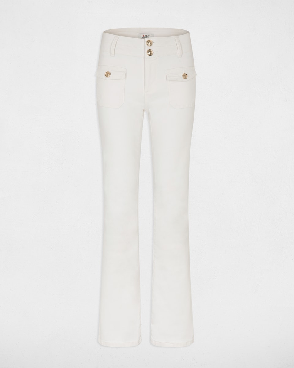 Jeans com Corte a Direito Boot-cut com Bolsos de Aba Cru-4