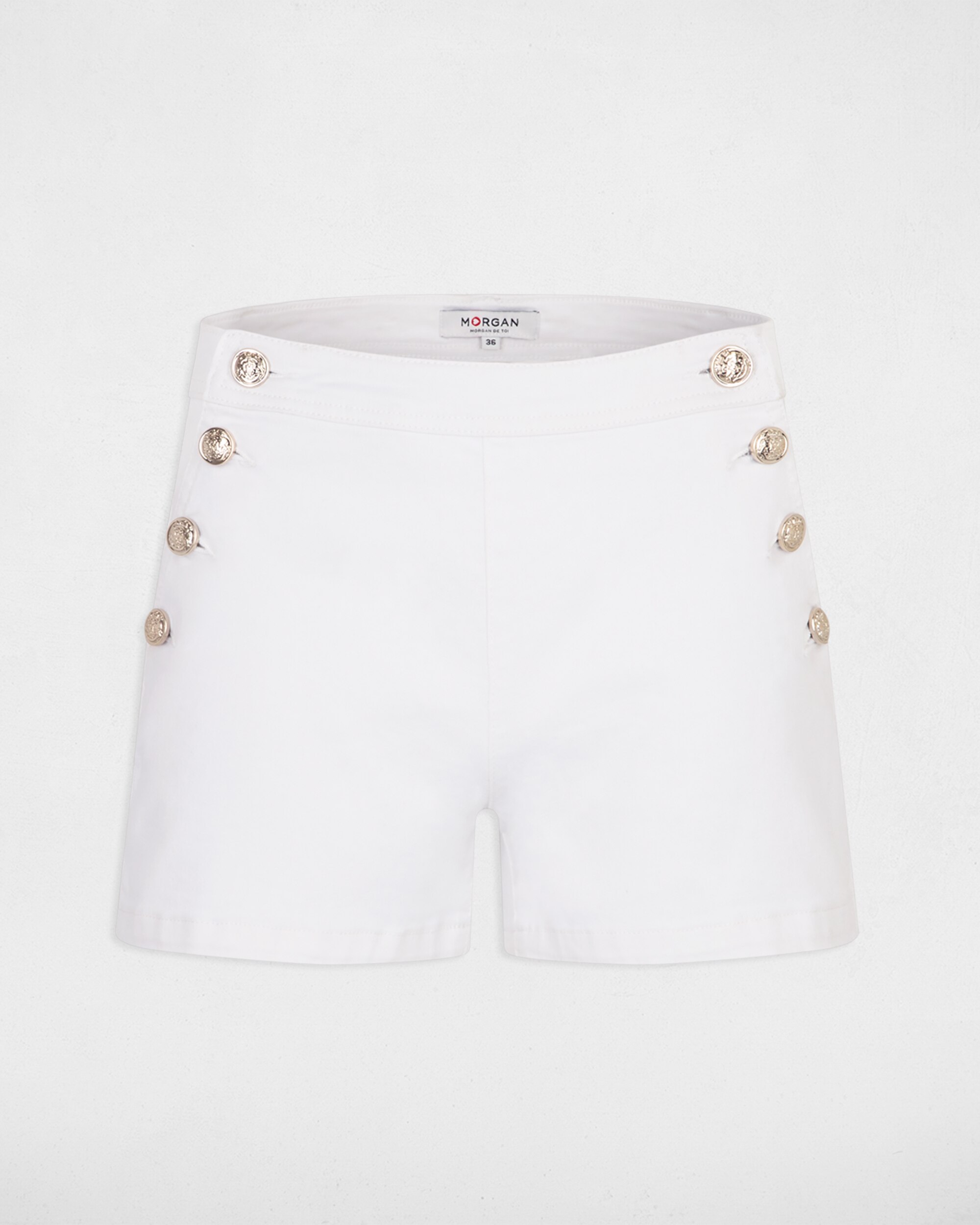 Short Ajustado com Botões Branco-4