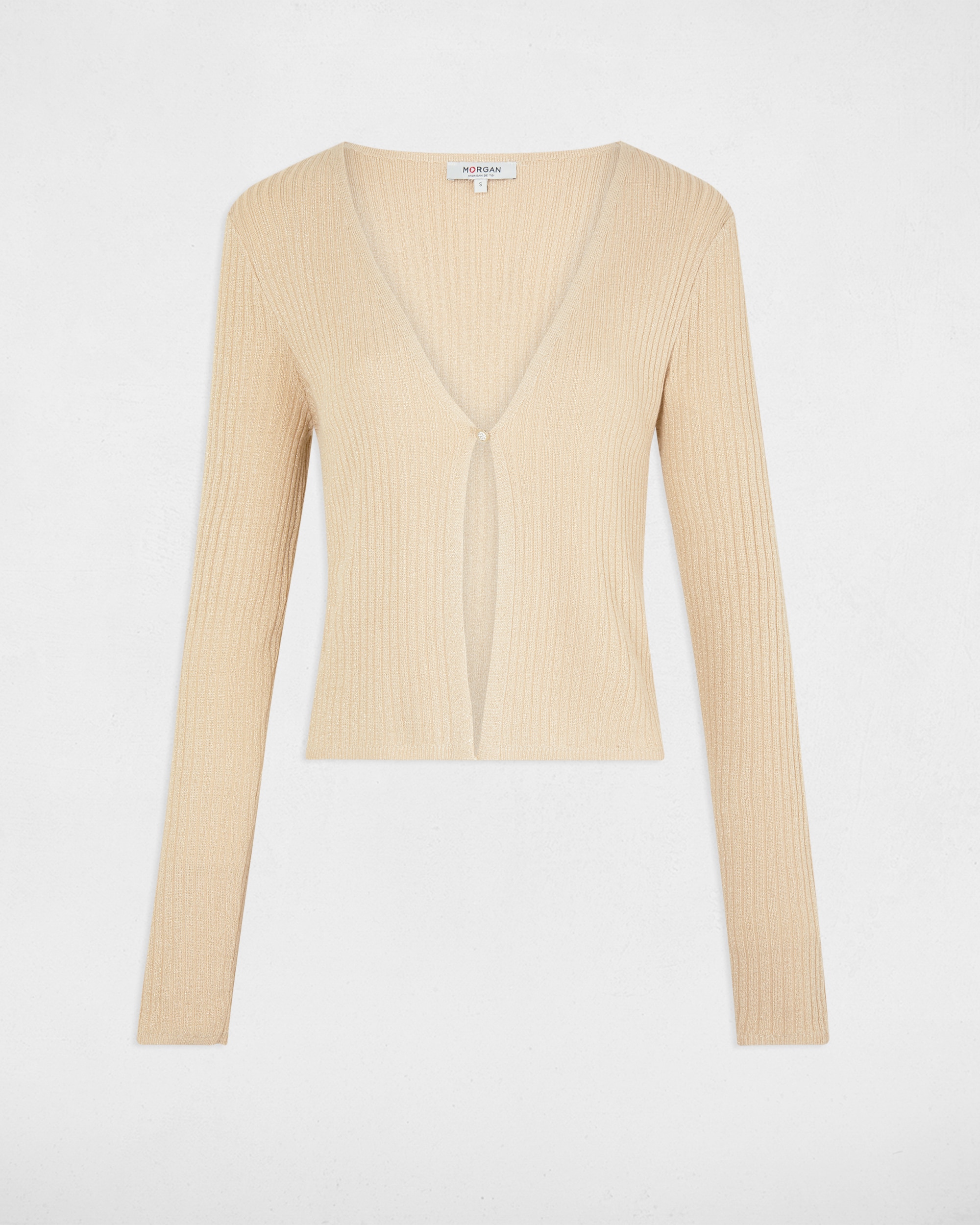 Cardigan de Manga Comprida com Fecho de Botão Ouro-3