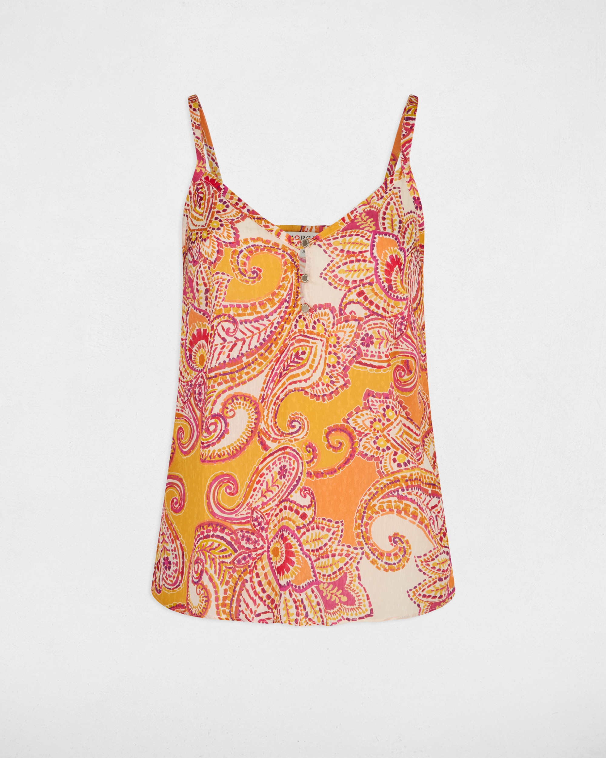Top Estampado com Alças Finas Laranja-5