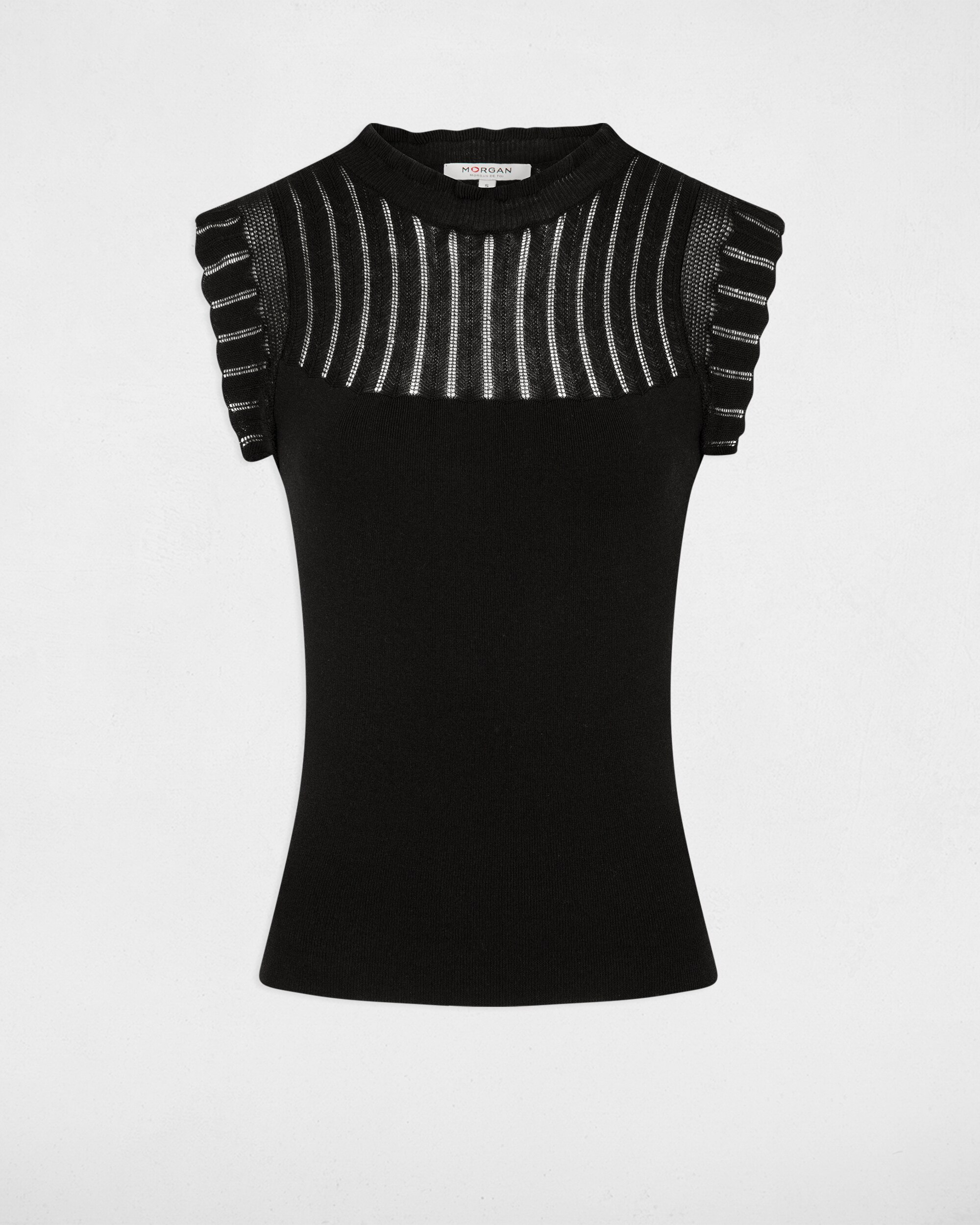 Camisola sem Mangas com Perfurados Preto-3