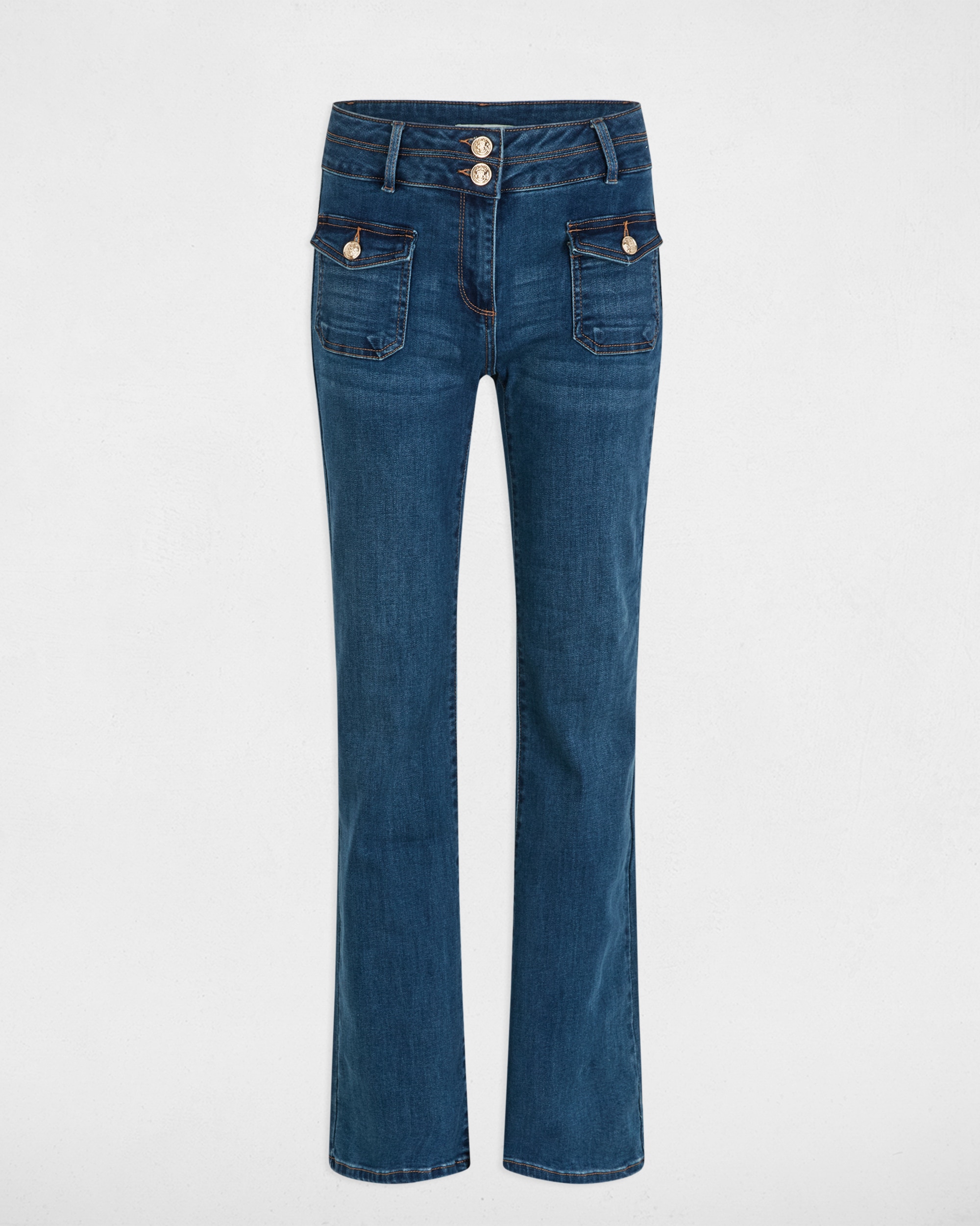 Jeans Boot-cut com Bolsos Azul-índigo-2