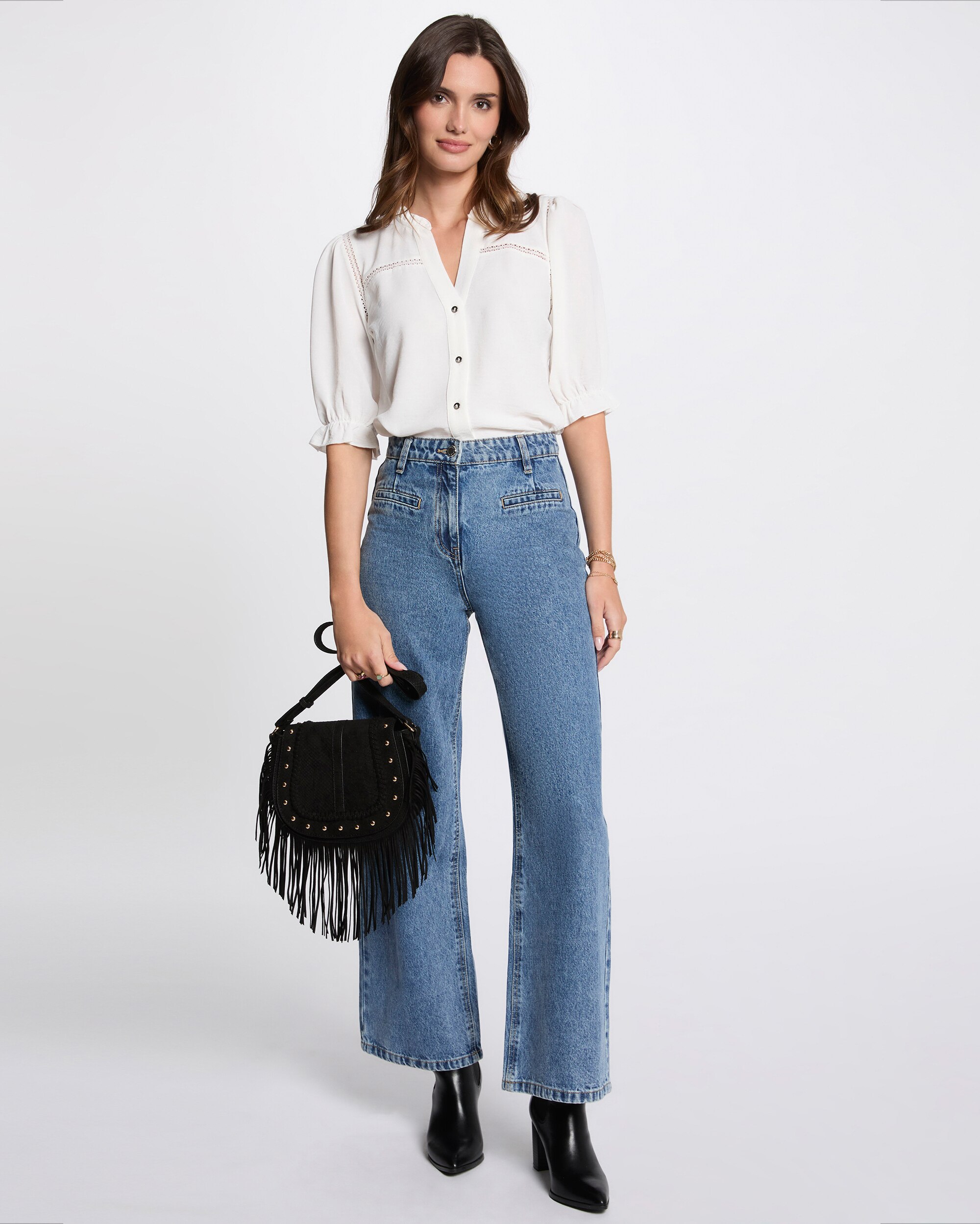 Blusa de Manga 3/4 Abalonada Cru-4