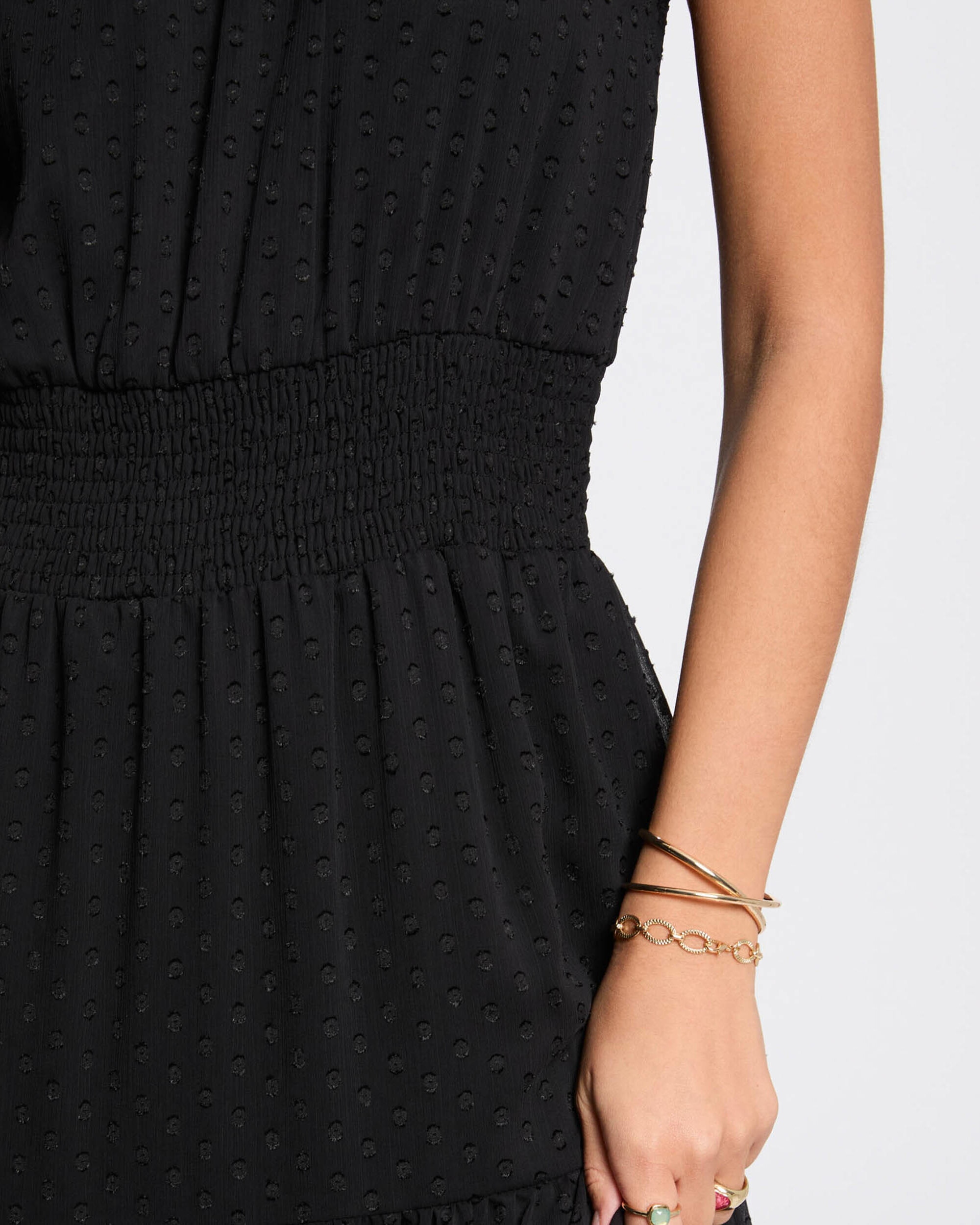 Vestido Comprido sem Mangas Plumeti Preto-3
