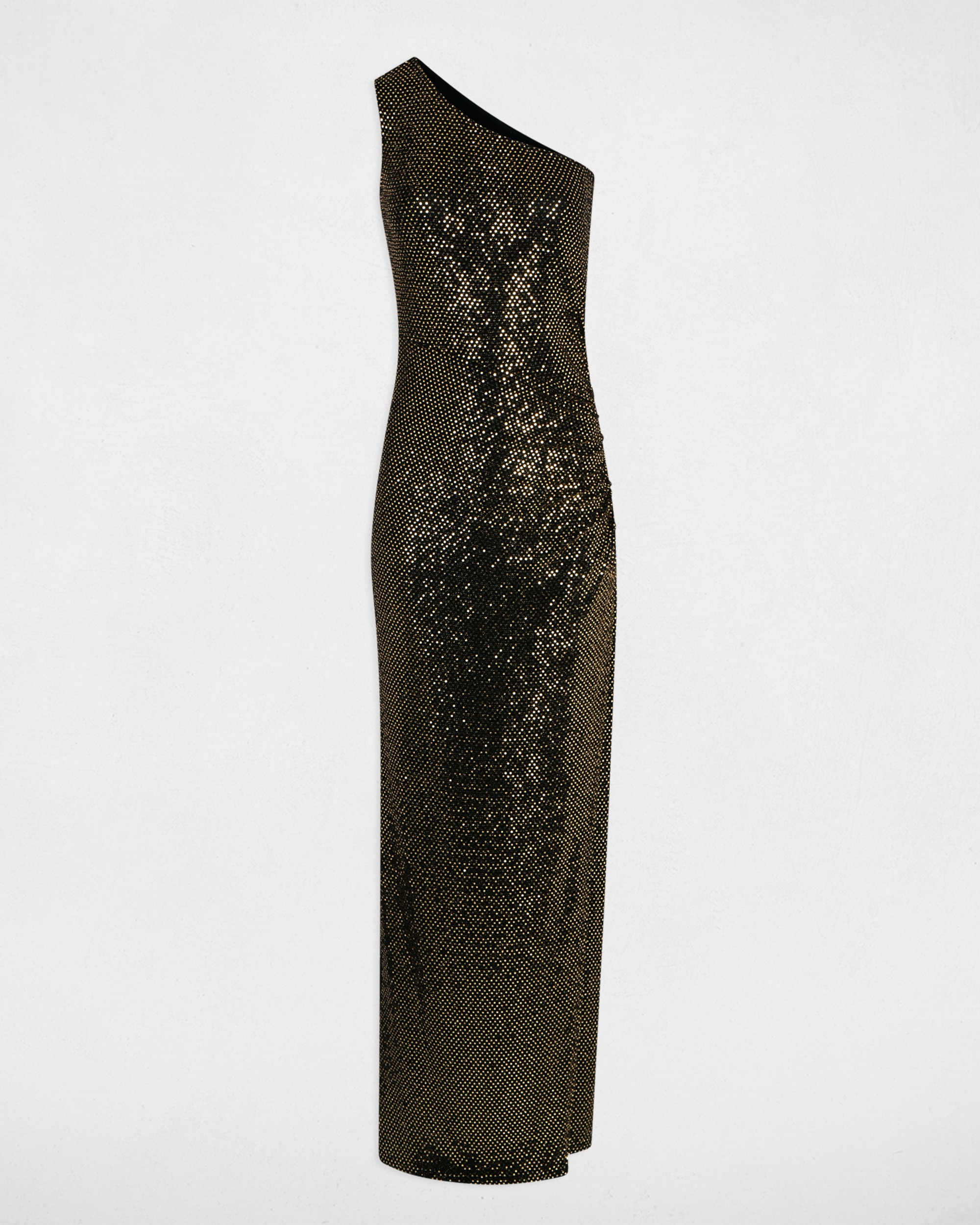 Vestido Comprido Assimétrico Preto / Crómio-5