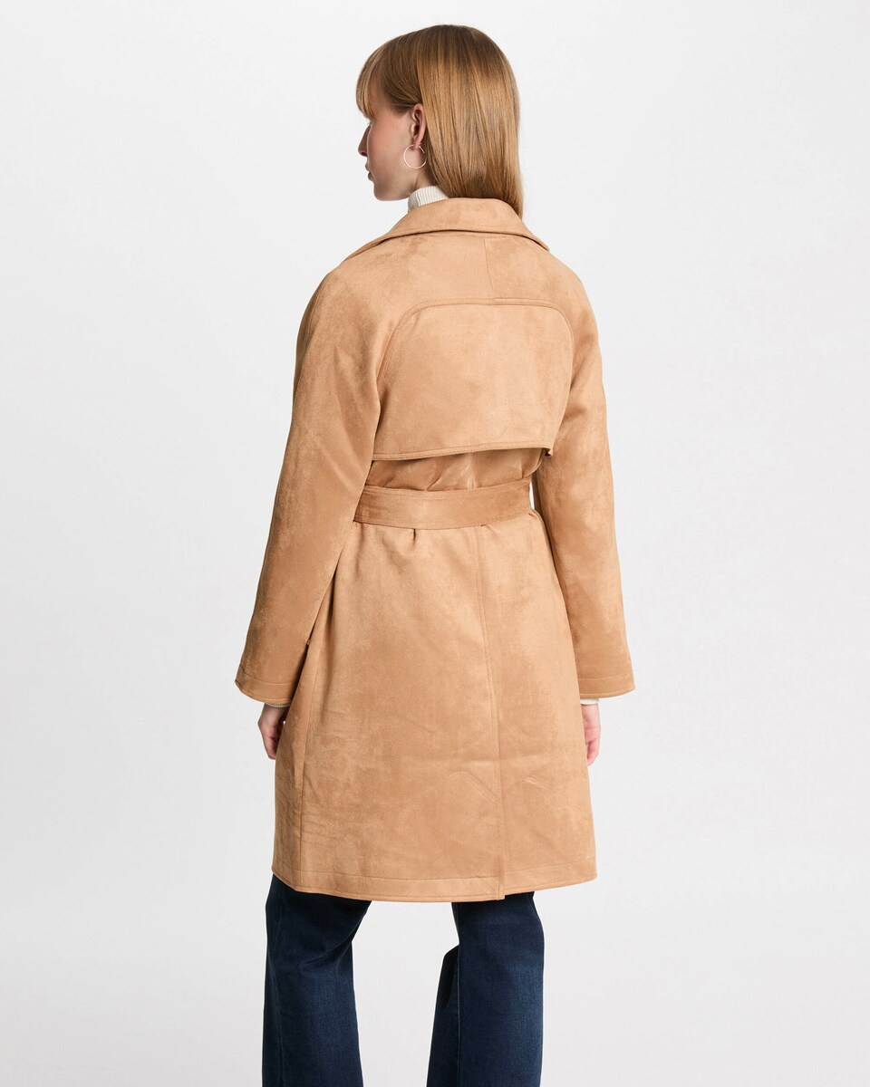 Gabardina Comprida de Camurcina Bege-3