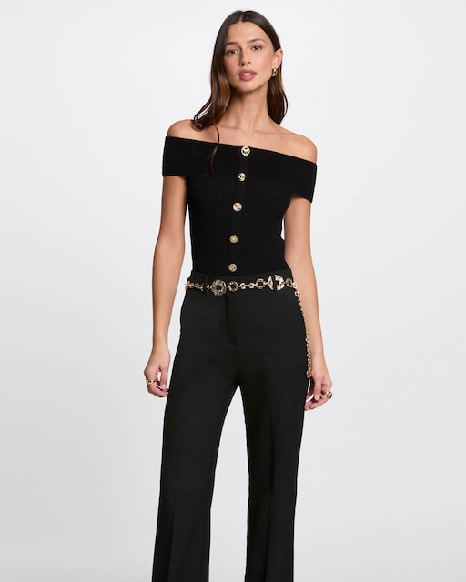 Imagem 0 de Camisola com Decote Bardot e Botões Decorativos