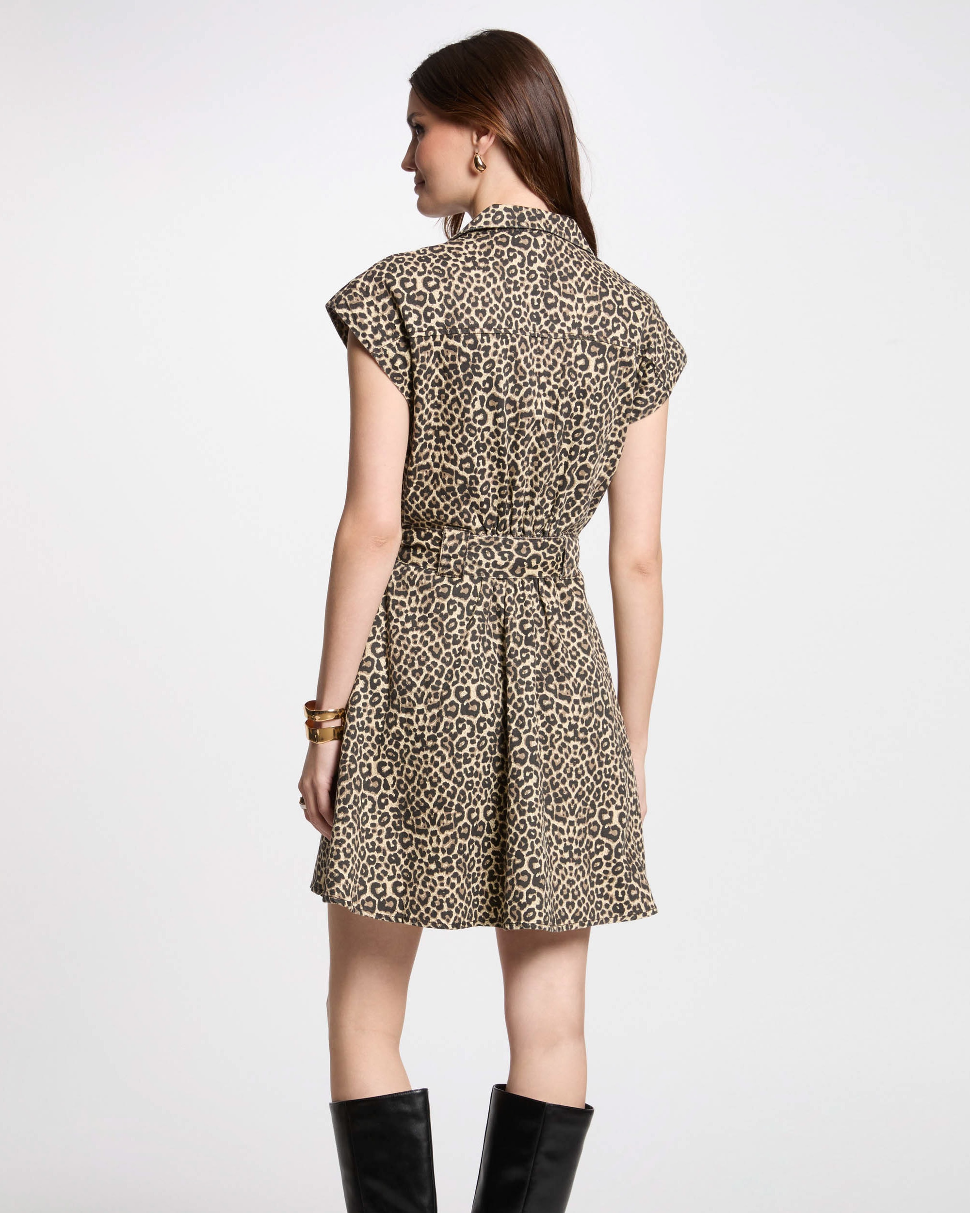 Vestido Curto com Estampado de Leopardo Castanho-3