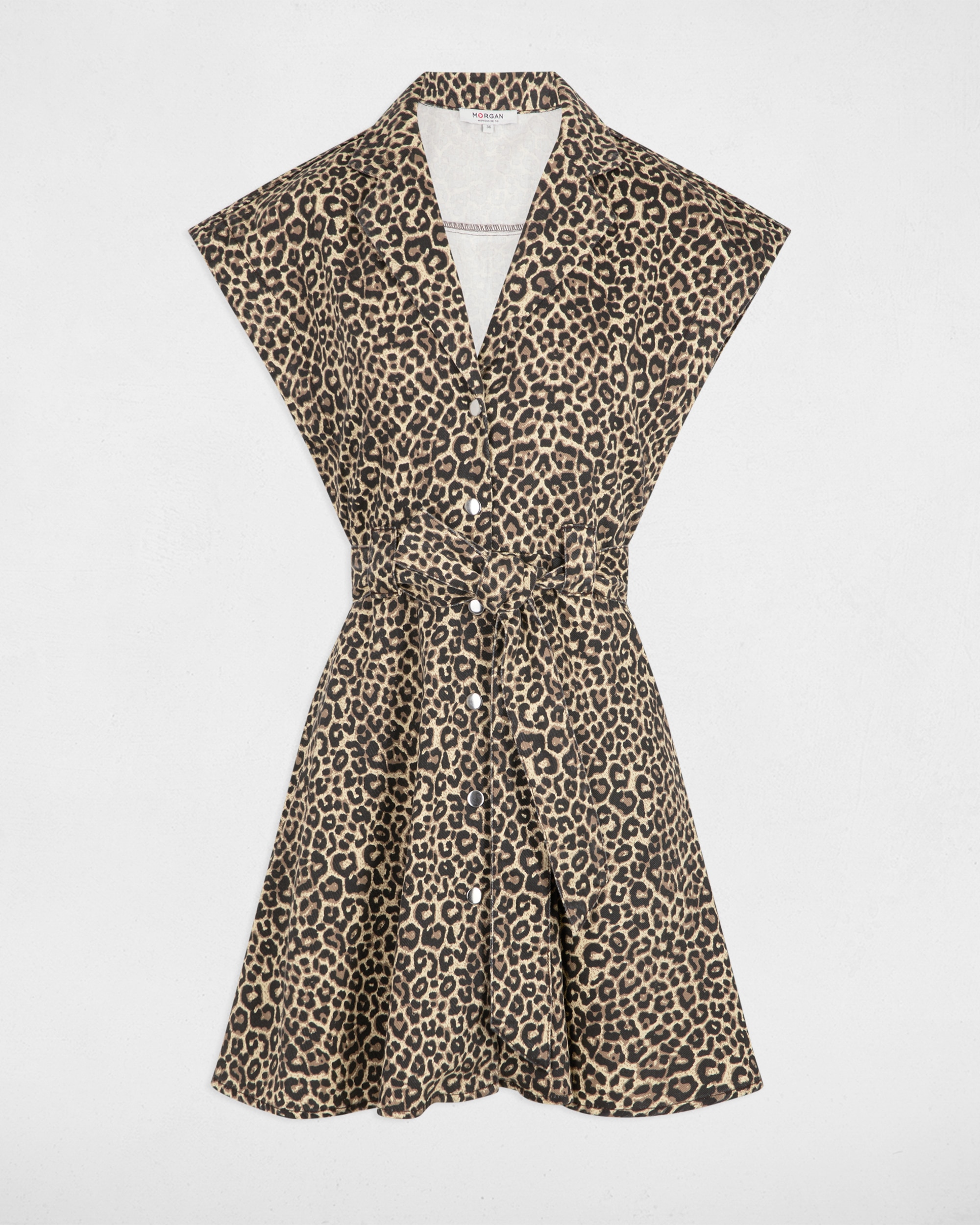 Vestido Curto com Estampado de Leopardo Castanho-4