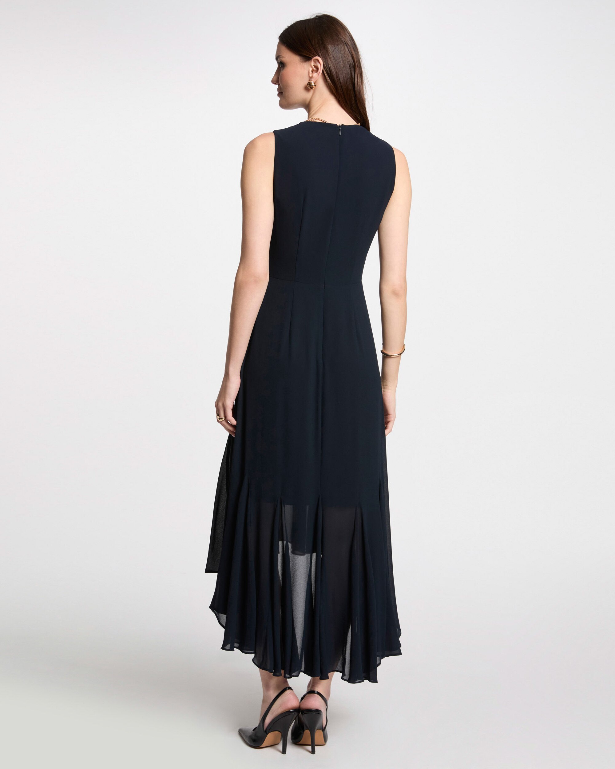 Vestido Midi com Decote Cruzado Azul-marinho-2