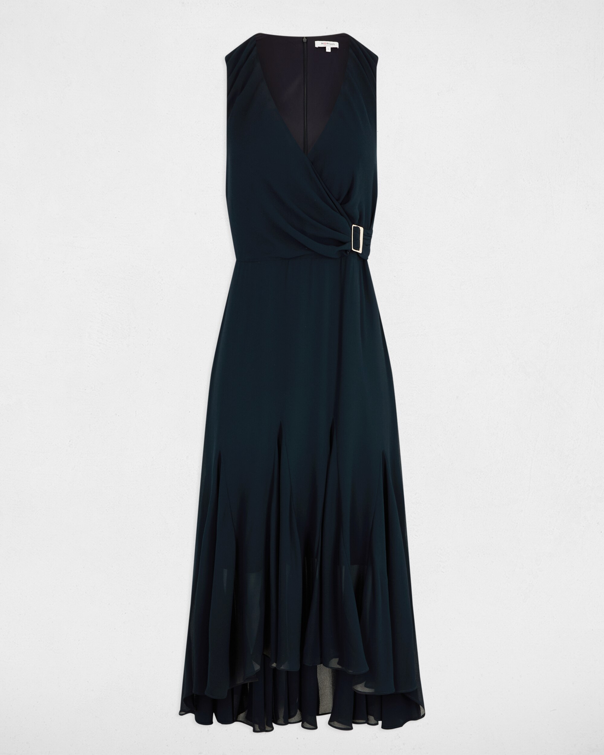 Vestido Midi com Decote Cruzado Azul-marinho-3
