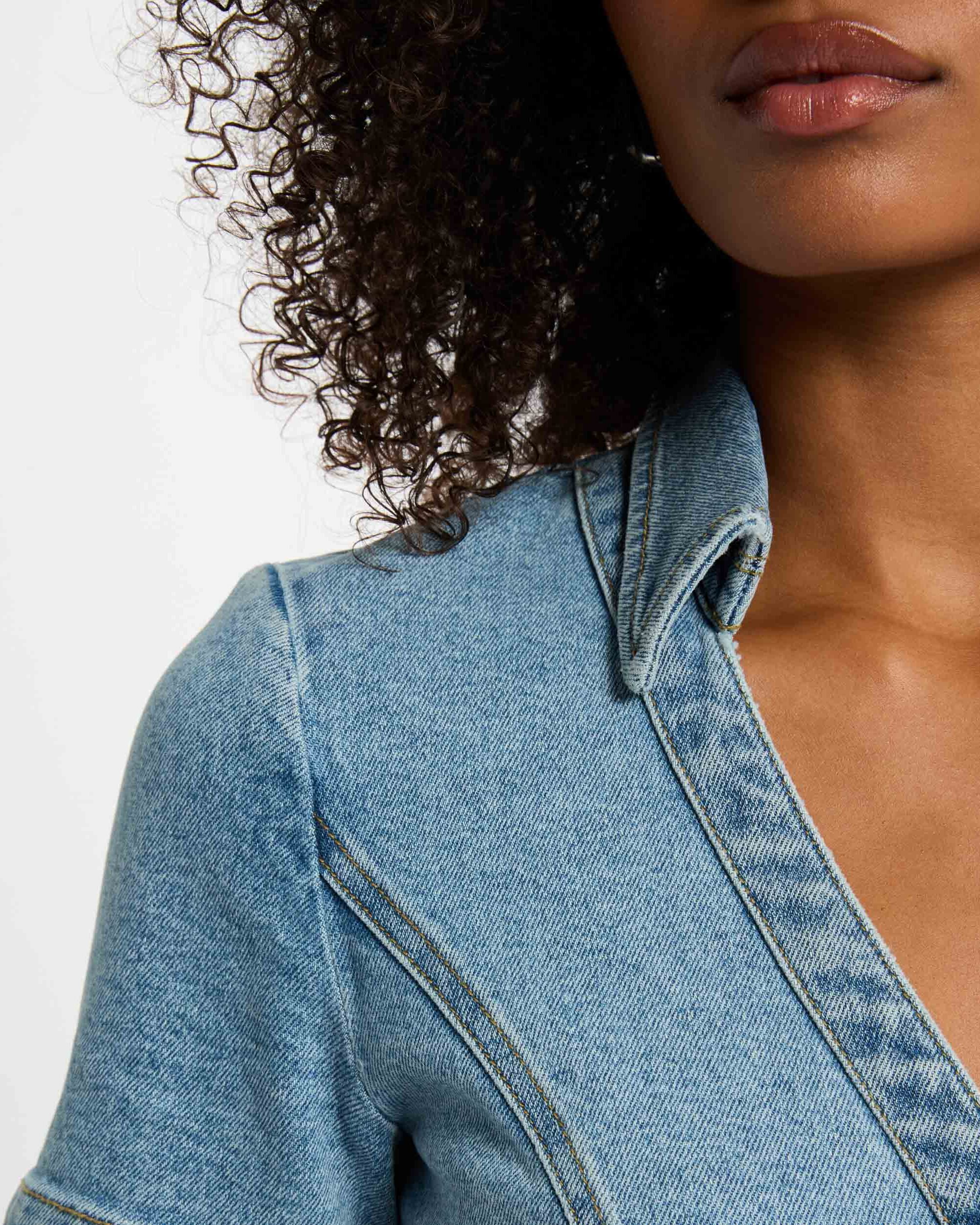 Vestido Curto Evasé Jeans Azul-índigo-5