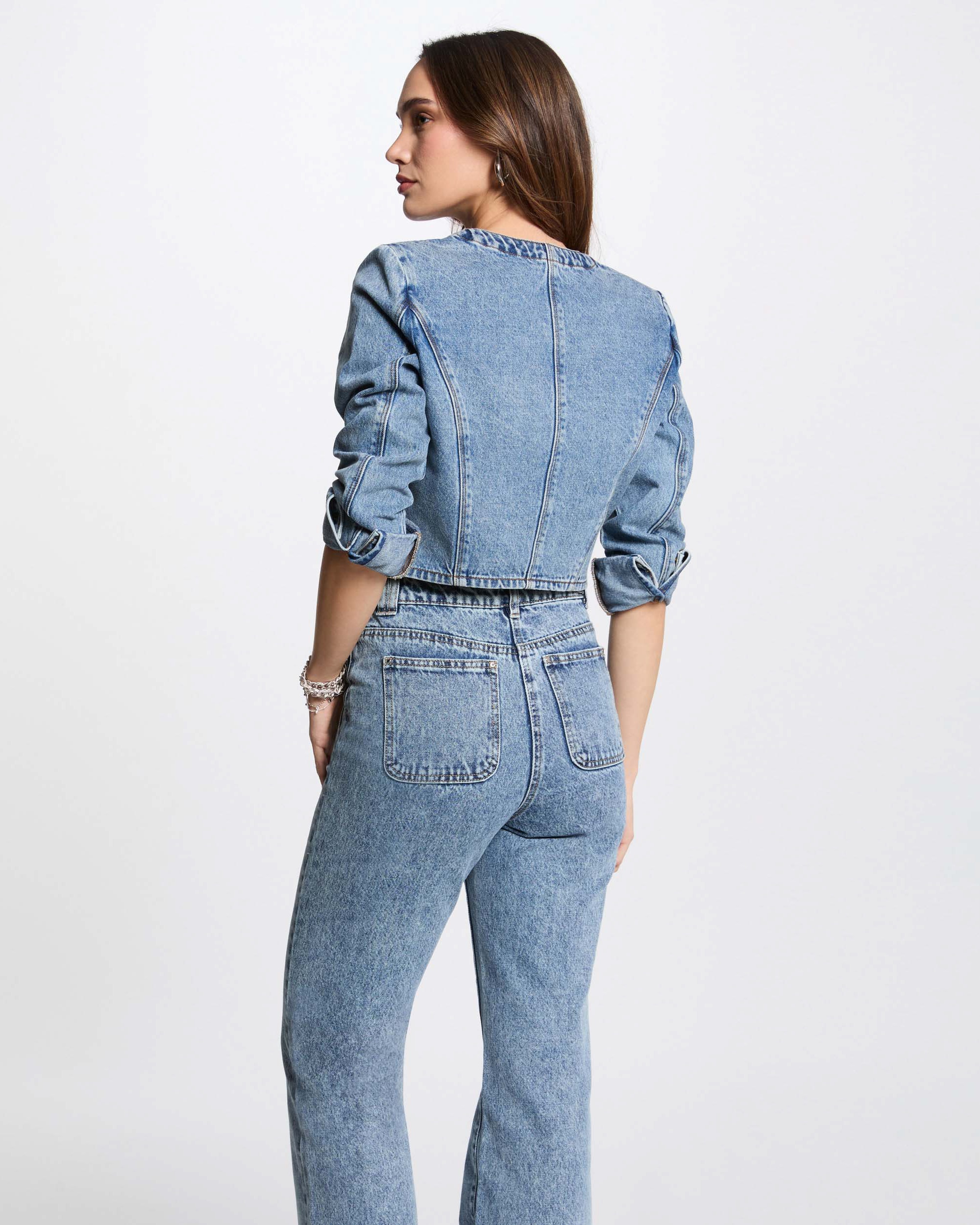Casaco Jeans Curto Azul-2