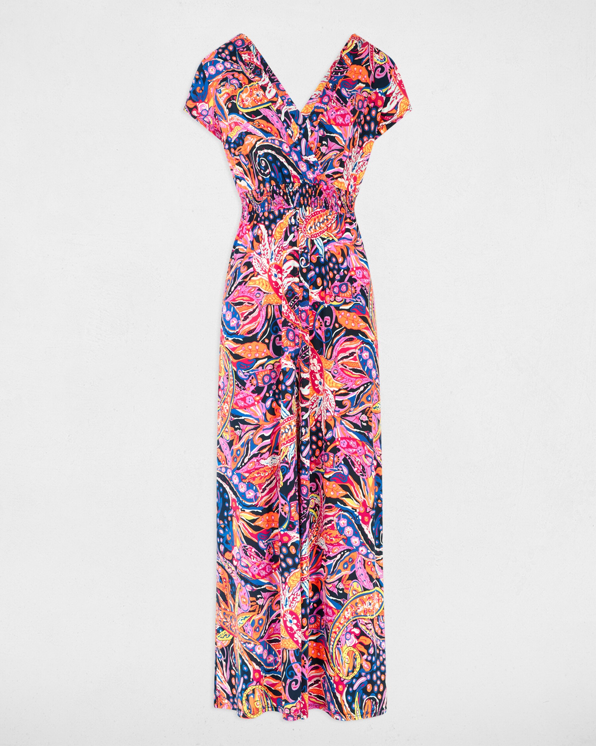 Vestido Comprido Estampado Rosa / azul marinho-3