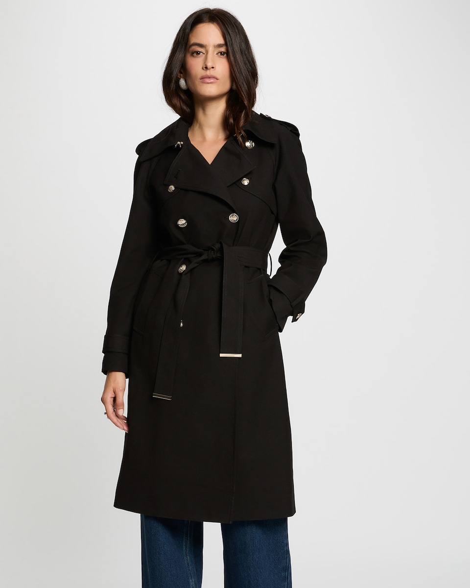 Trench Comprido com Cinto Preto-1