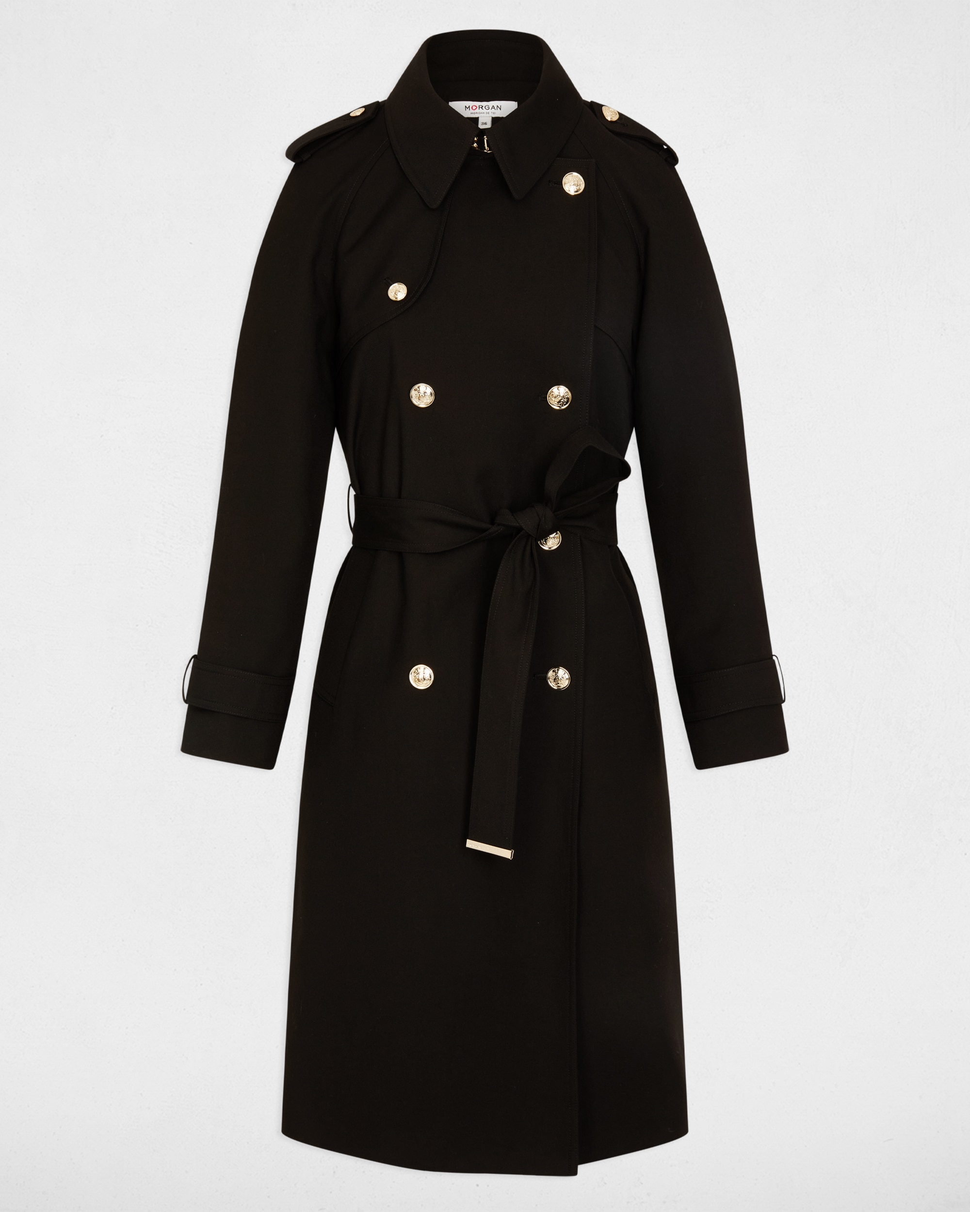 Gabardina Comprida com Cinto Preto-2