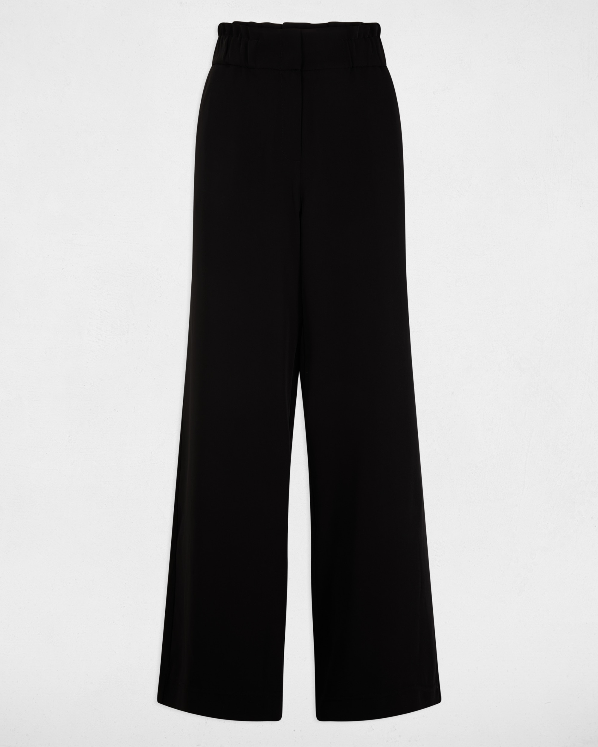 Calças com Perna Larga Preto brilhante-2