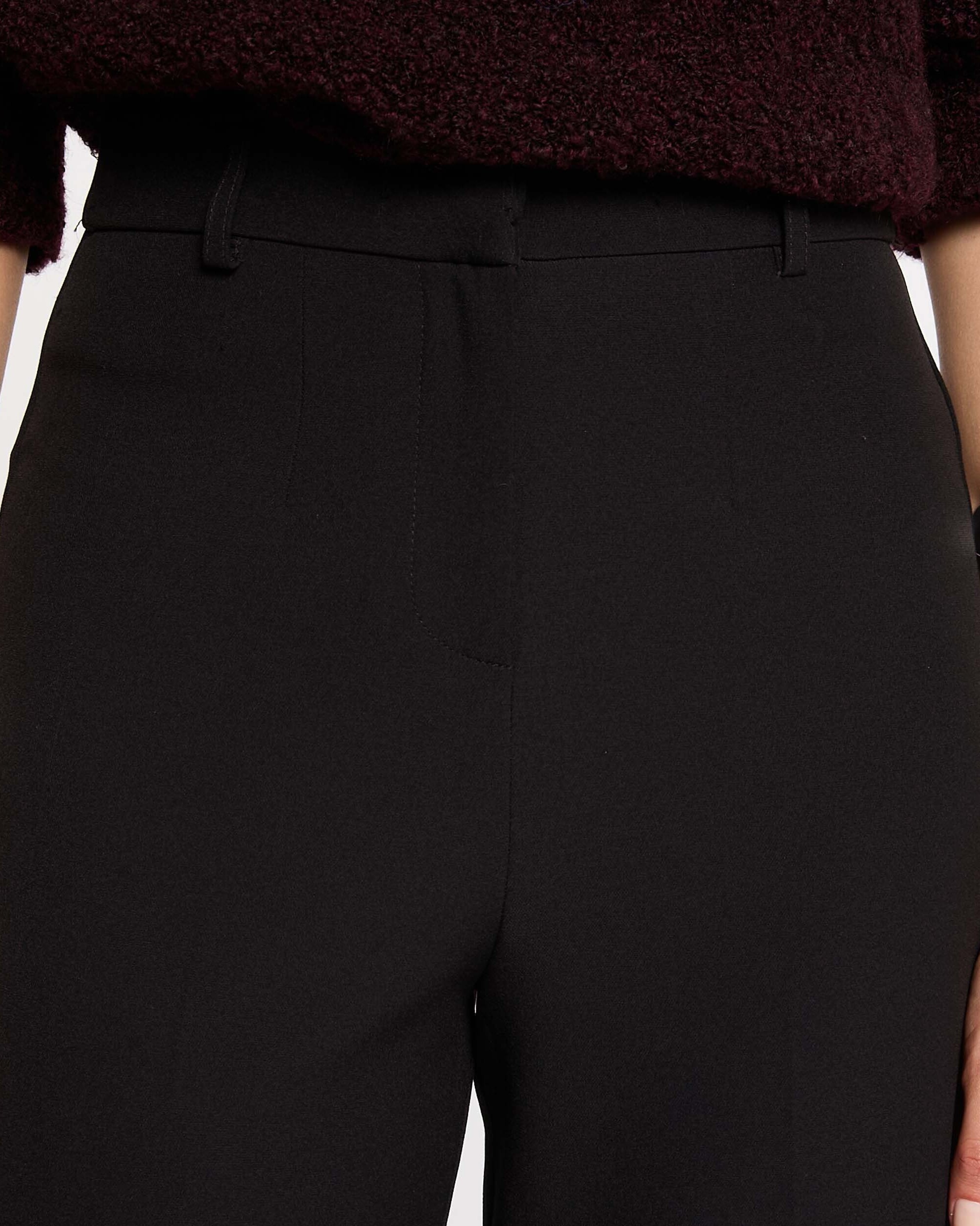 Calças com Corte a Direito e Pinças Preto-5