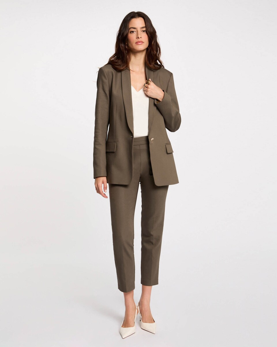 Calças Cigarette Estilo Curto Castanho-escuro-1