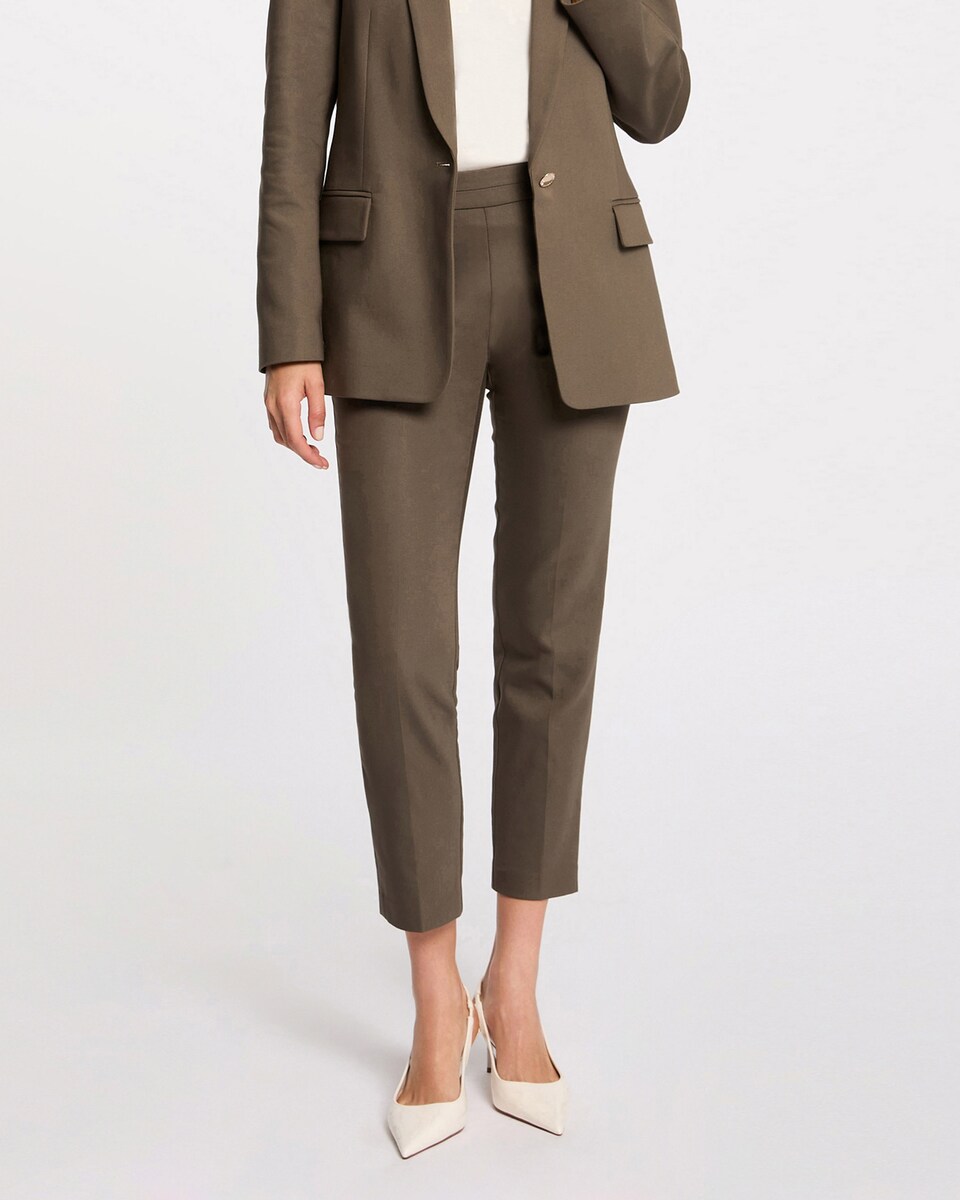 Calças Cigarette Estilo Curto Castanho-escuro-2