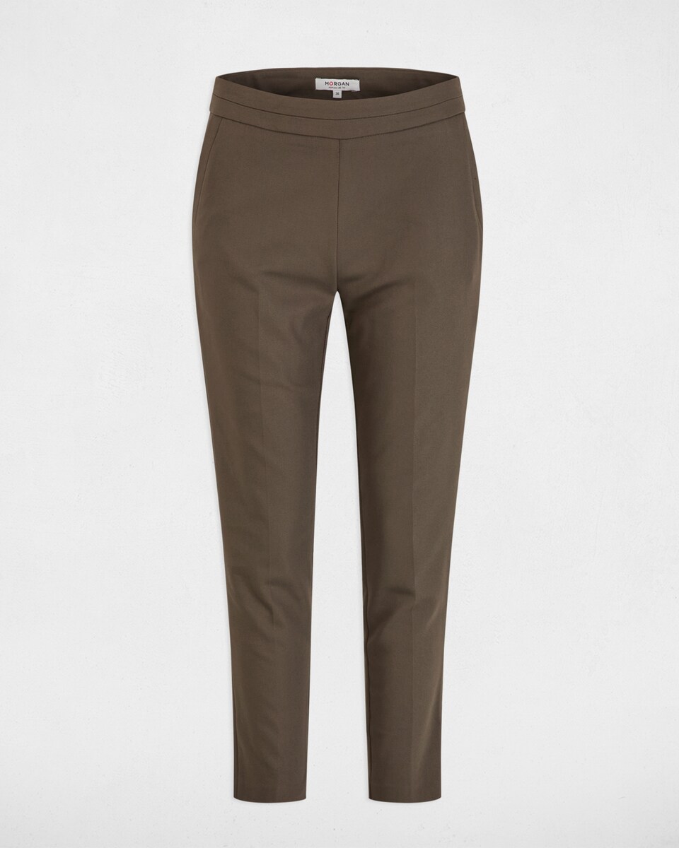 Calças Cigarette Estilo Curto Castanho-escuro-4