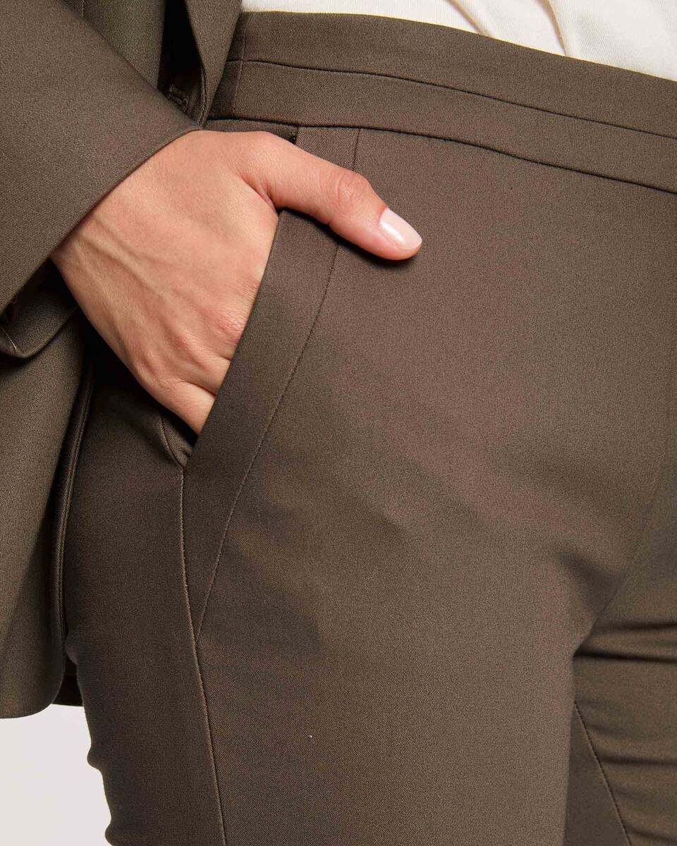 Calças Cigarette Estilo Curto Castanho-escuro-5