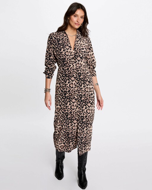 Imagem 0 de Vestido Tipo Camisa Estampado