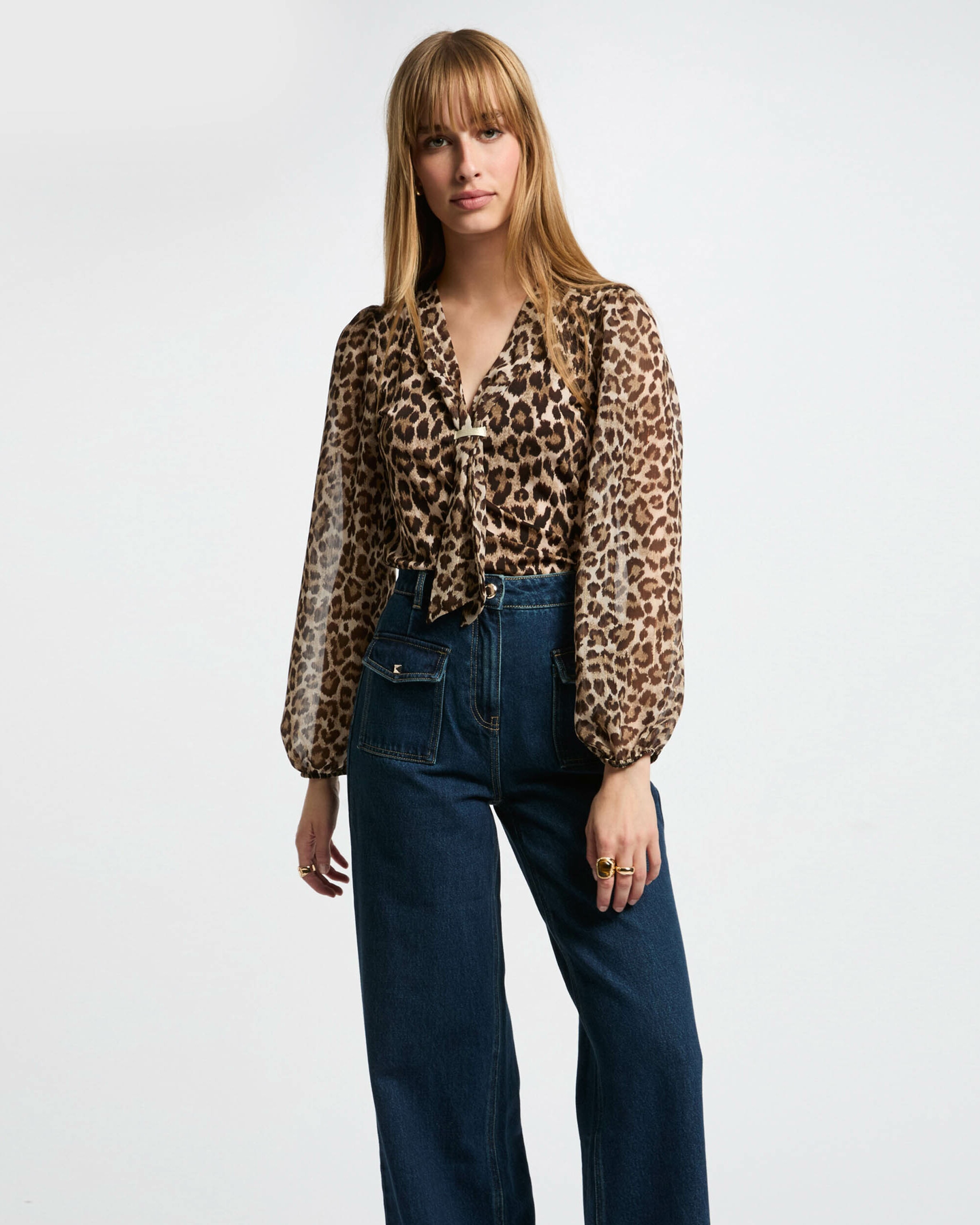 T-shirt Animal Print com Mangas Abalonadas Multicolor-1