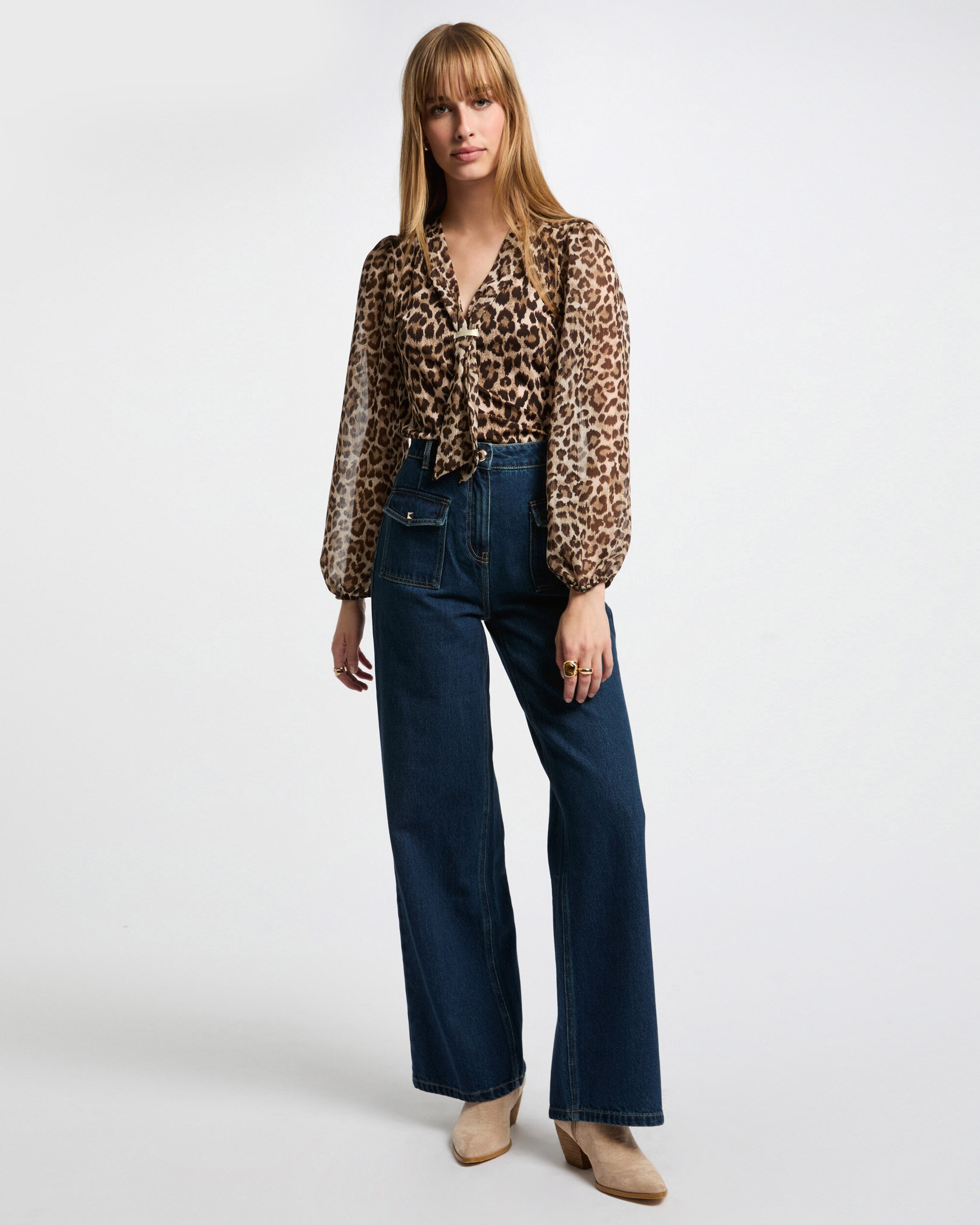 T-shirt Animal Print com Mangas Abalonadas Multicolor-4