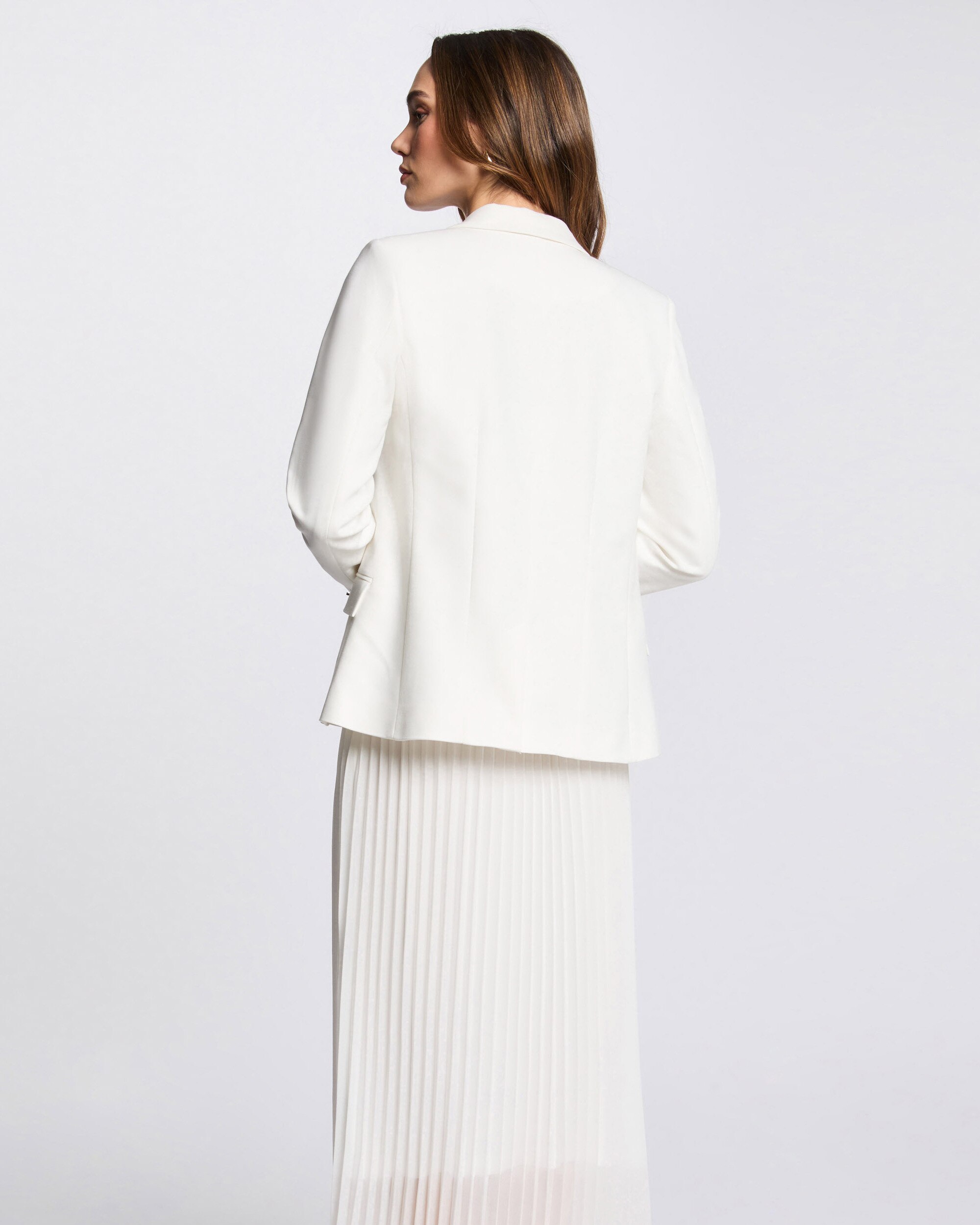 Blazer Liso com Botões Duplos Branco-2