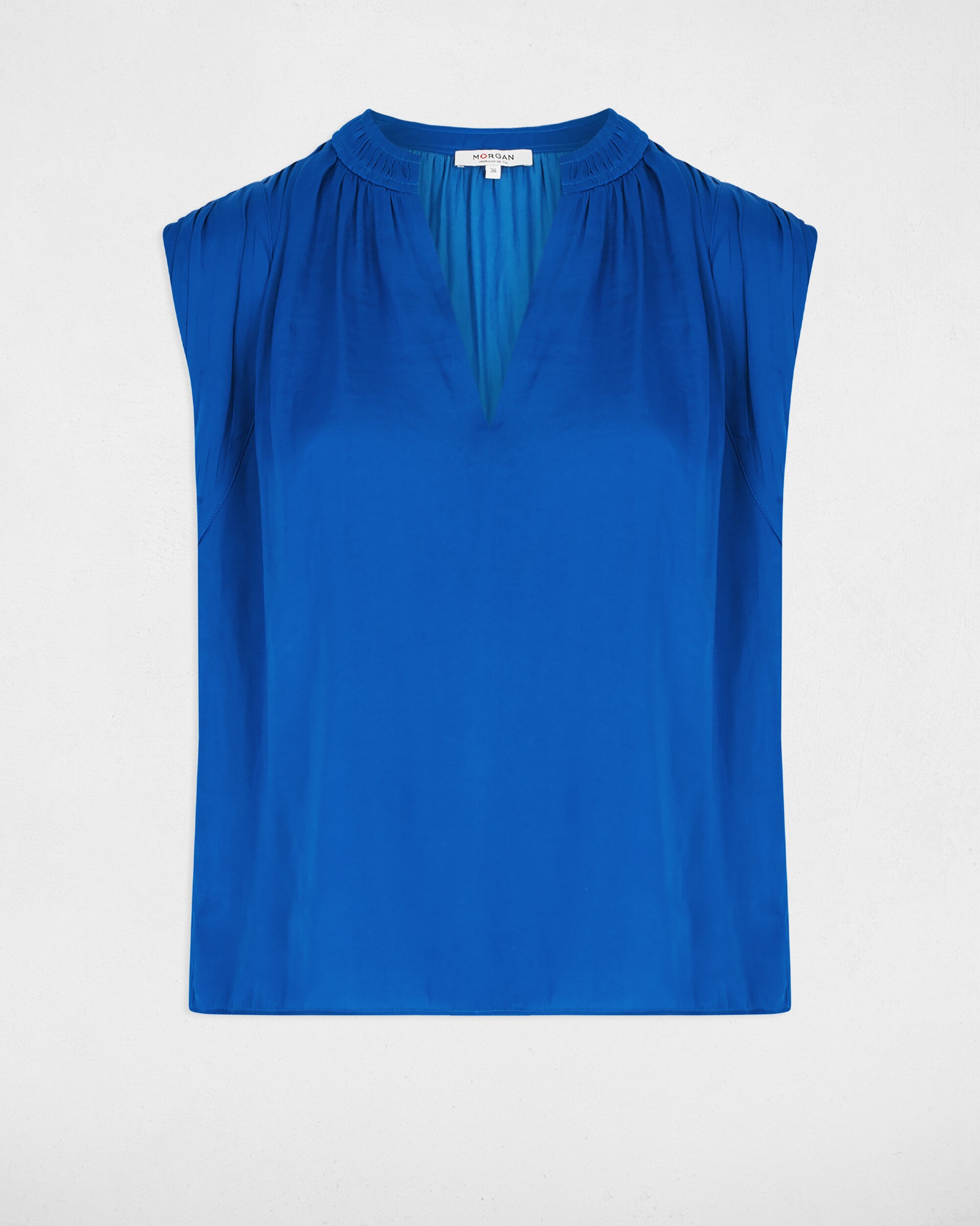 Blusa Acetinada com Ombreiras Azul-3