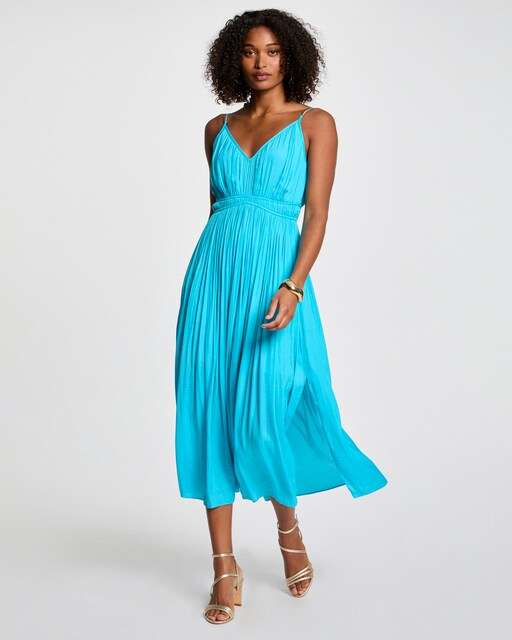 Imagem 0 de Vestido Midi Plissado com Alças Finas