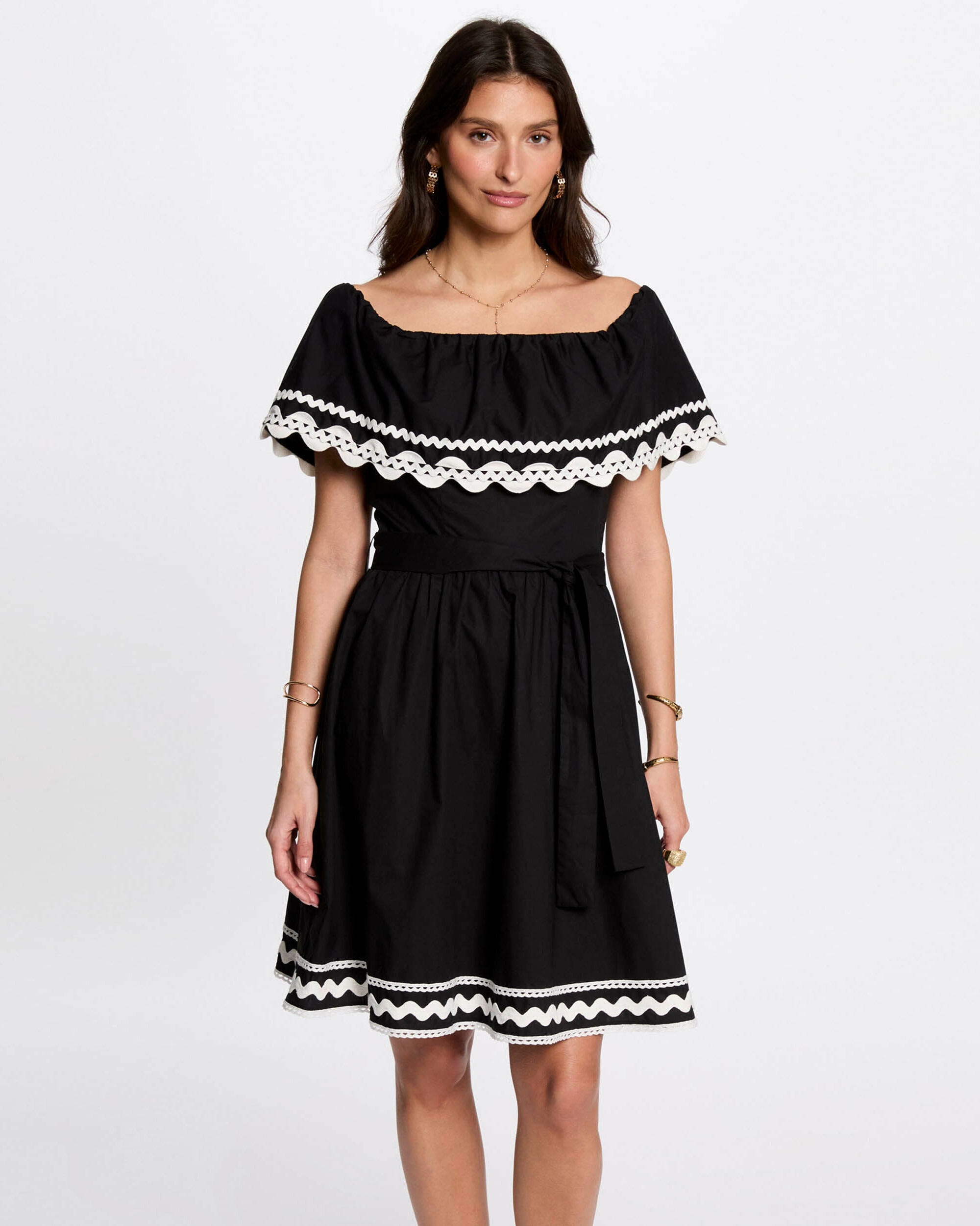 Vestido Curto Evasé Preto / Branco-2