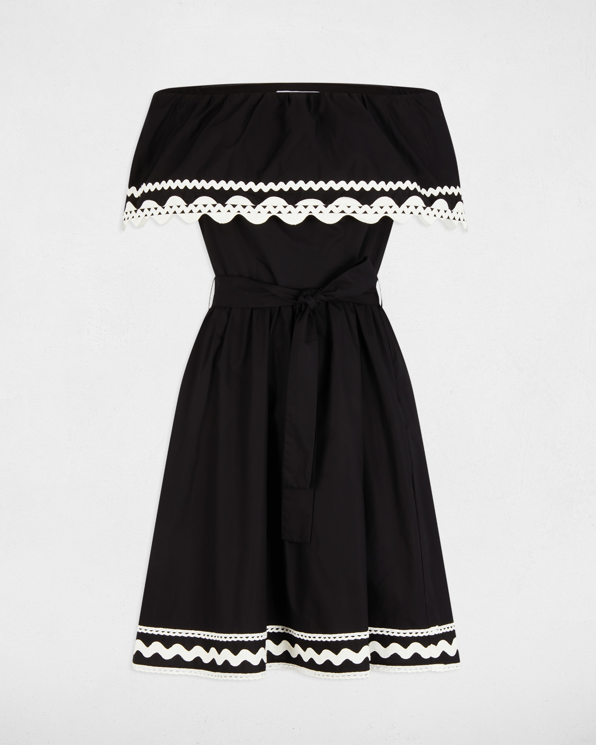 Vestido Curto Evasé Preto / Branco-4