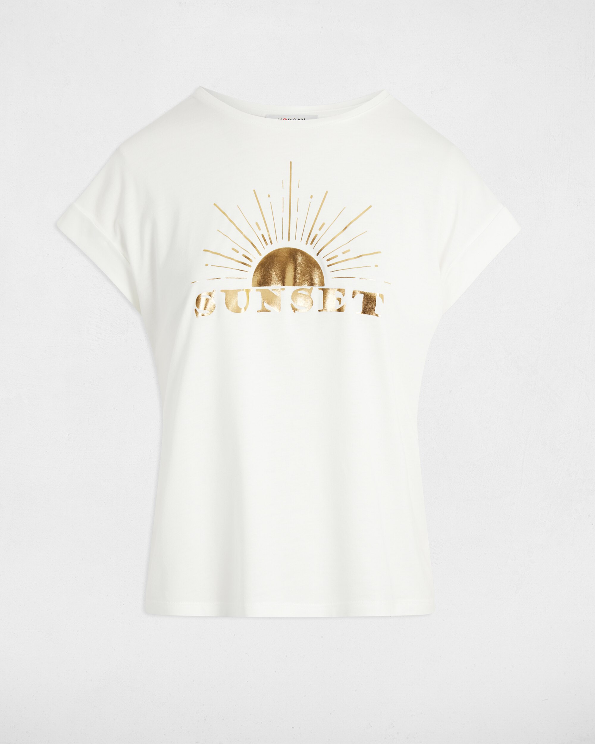 T-shirt de Manga Curta com Mensagem Branco-3