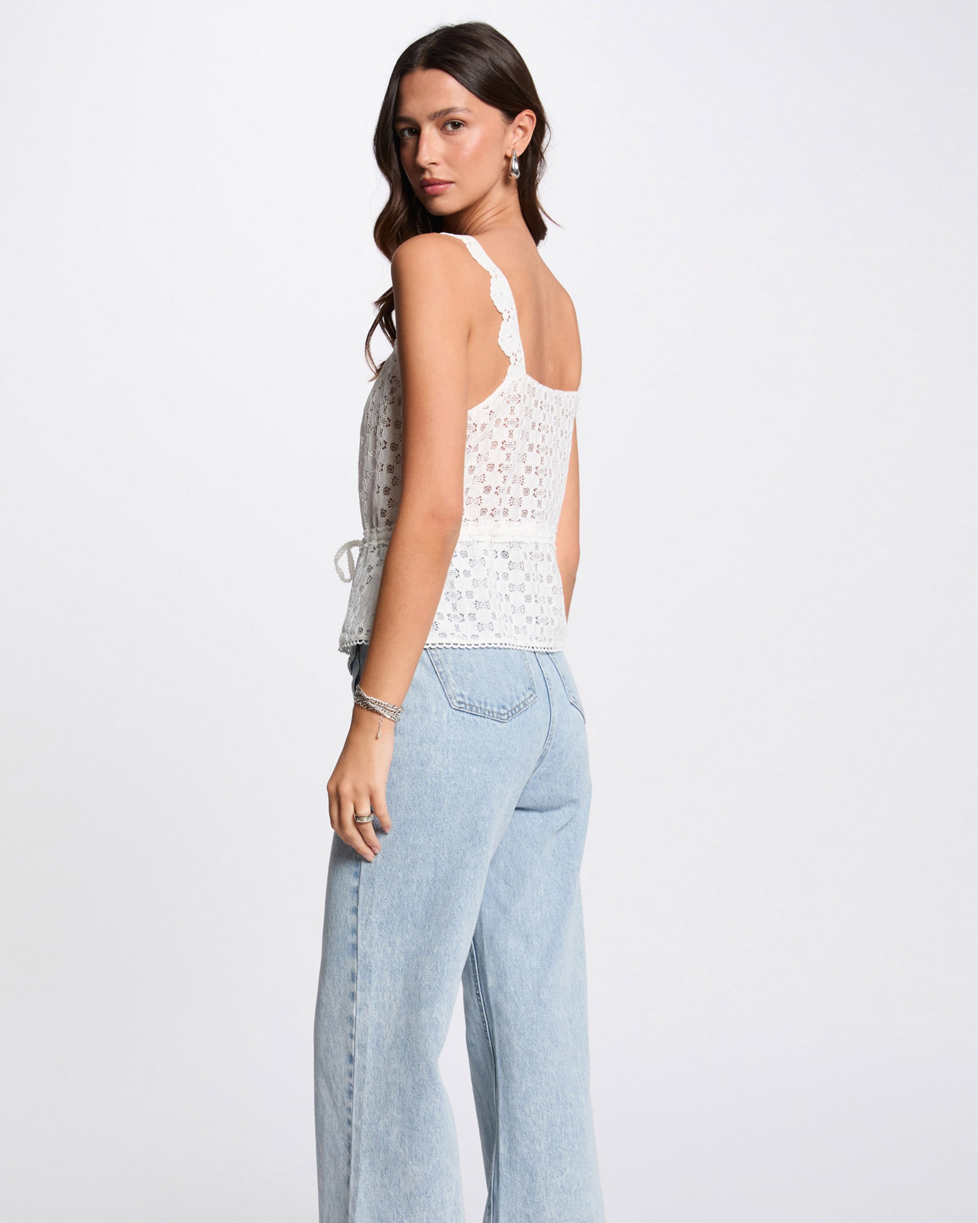Top de Renda com Cintura Ajustável Branco-2
