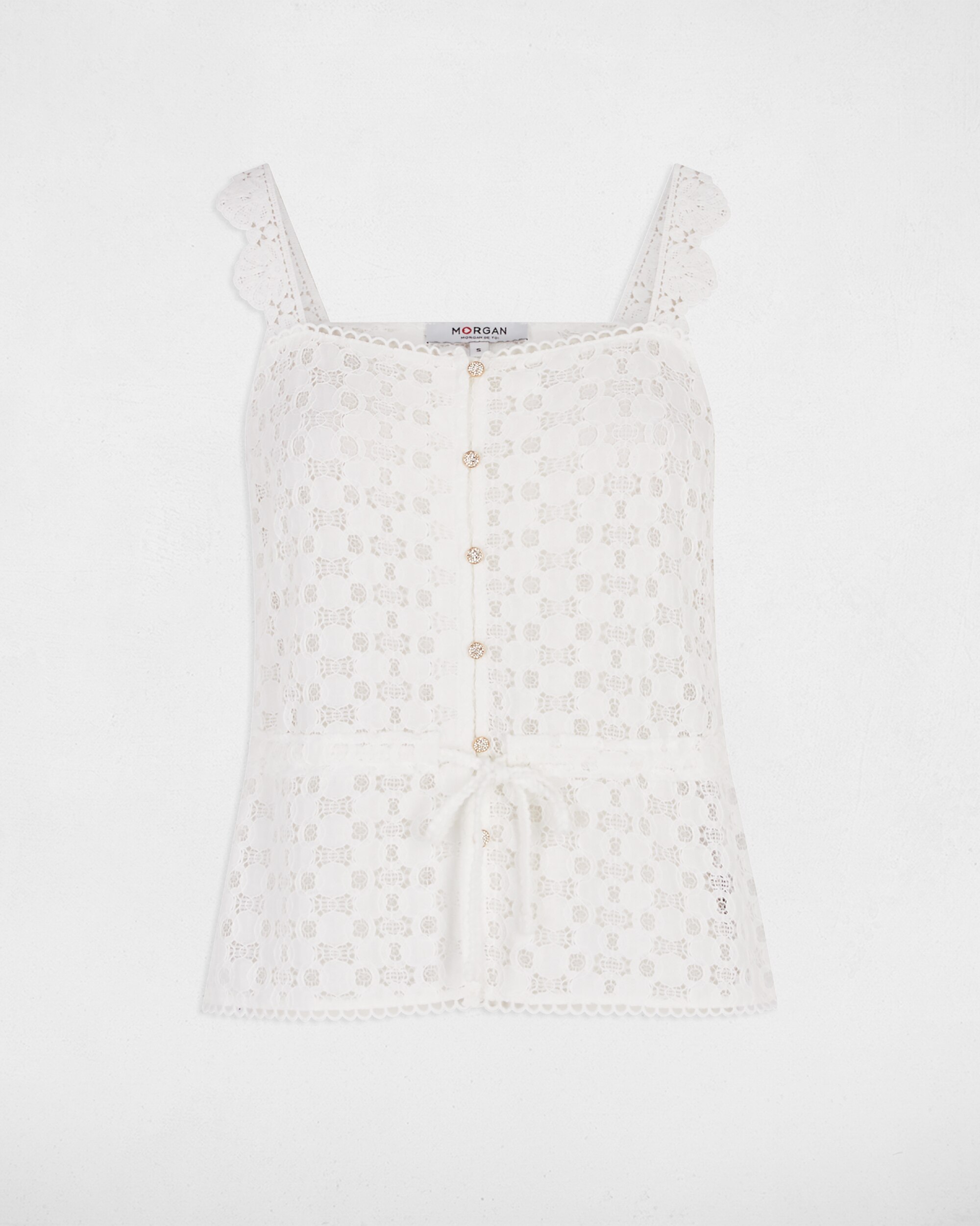 Top de Renda com Cintura Ajustável Branco-3