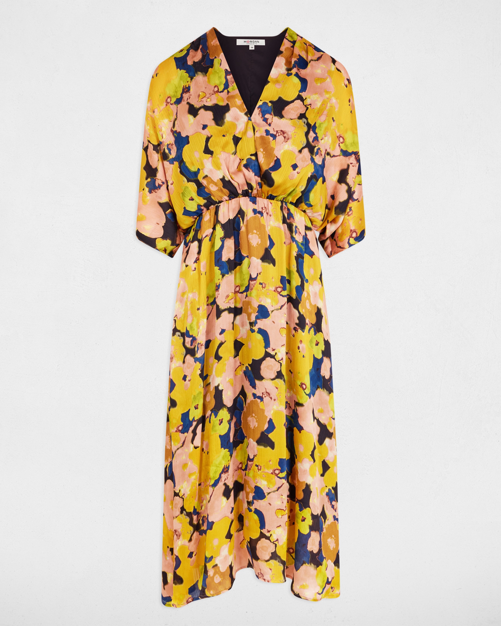 Vestido Midi com Corte a Direito Estampado Multicolor-2