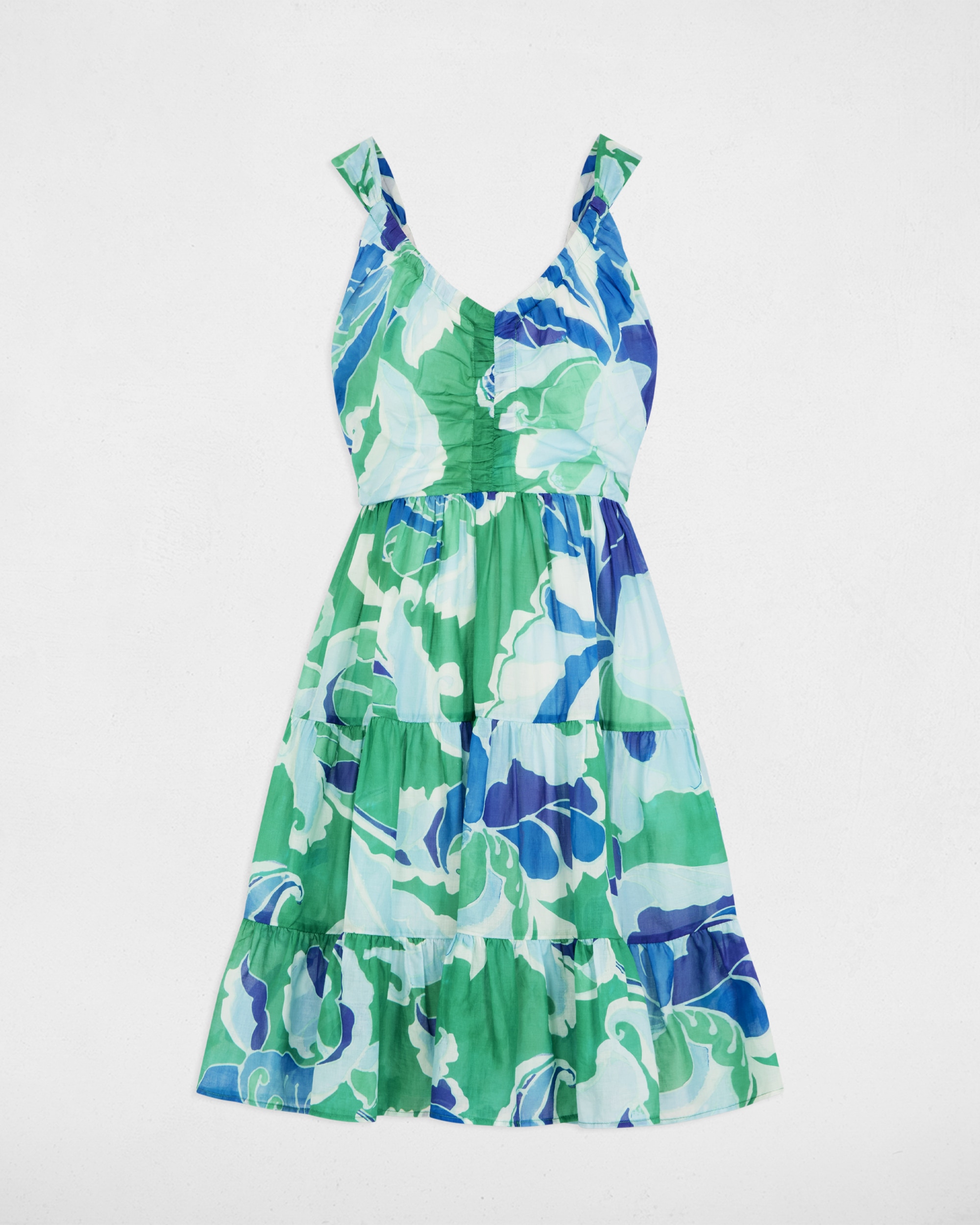 Vestido Curto Evasé Estampado Verde / azul marinho-2