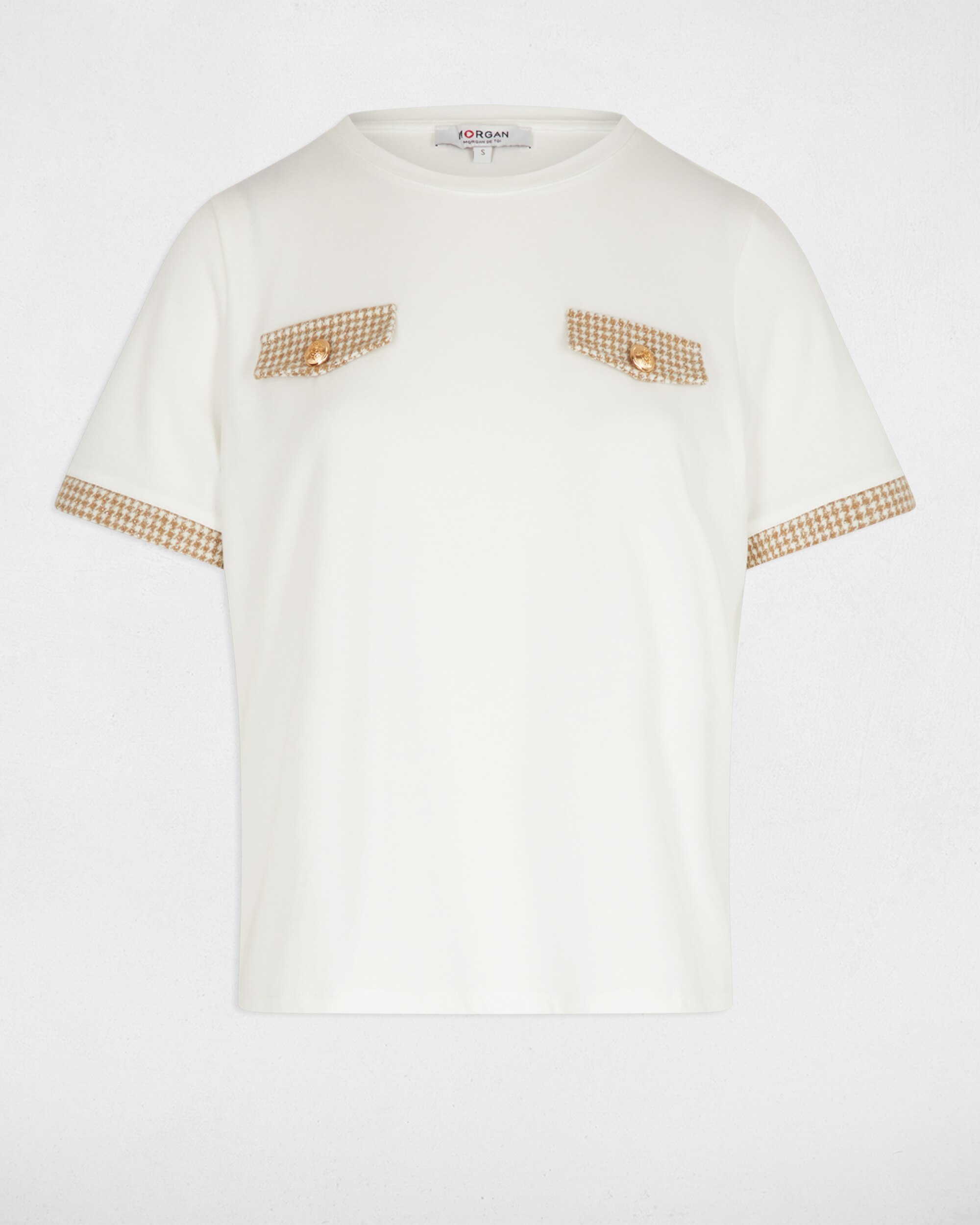 T-shirt Curta com Gola Redonda Branco-2