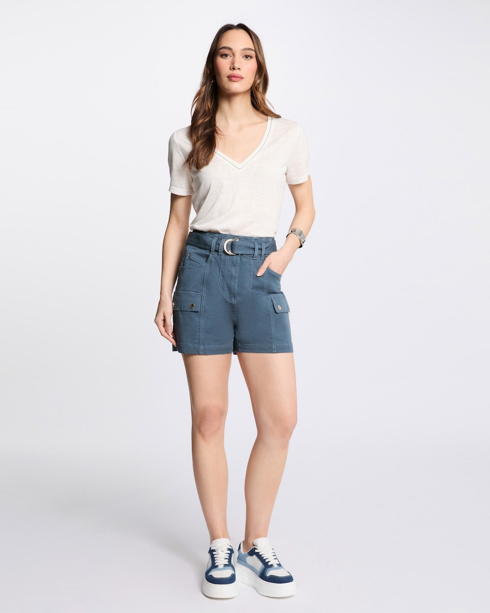 Short Cargo com Cinto Azul-4