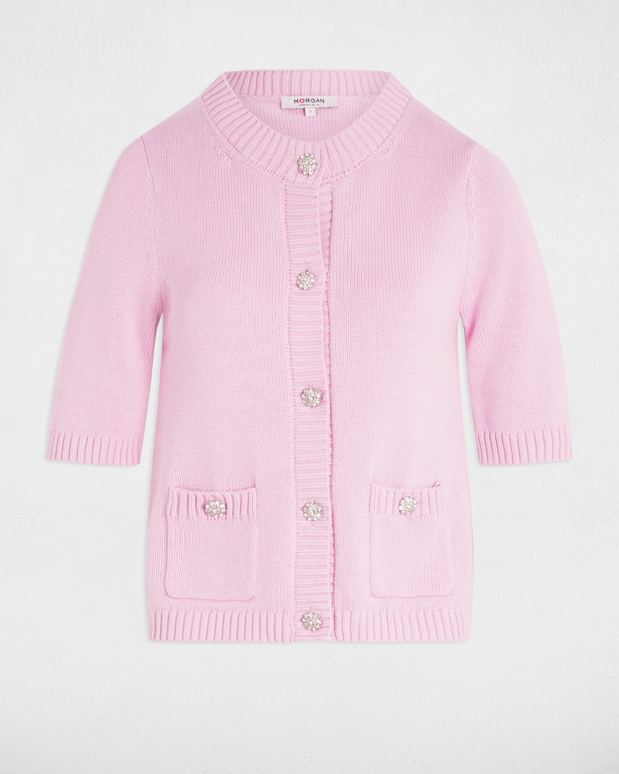Cardigan de Manga 3/4 Rosa-claro-2