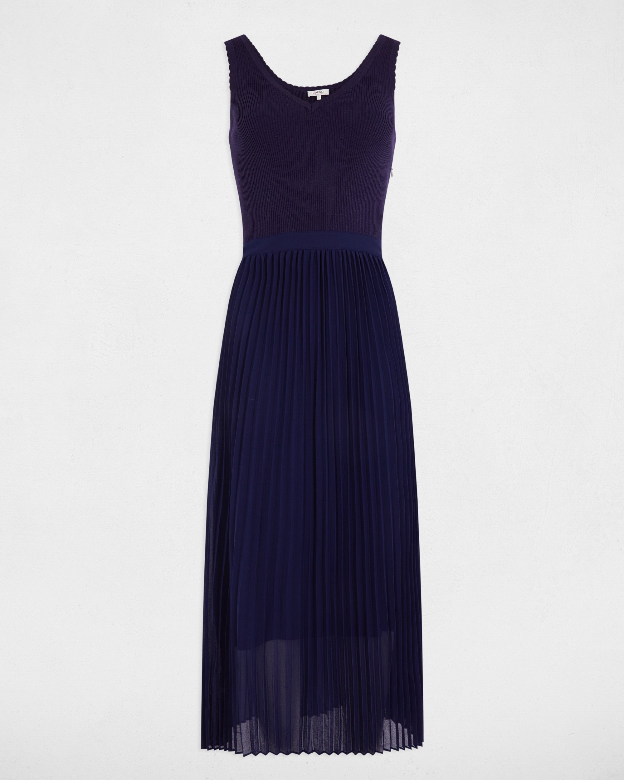 Vestido de Malha Comprido Ajustado Azul-marinho-2