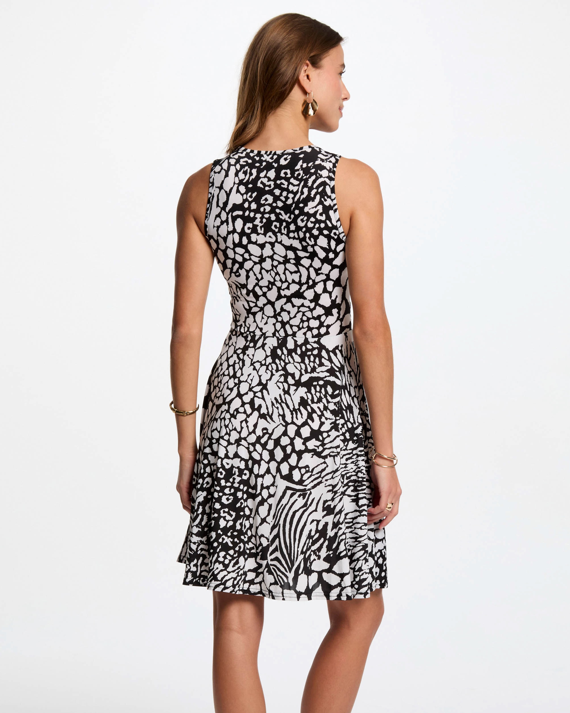 Vestido Ajustado Estampado Branco / Preto-2